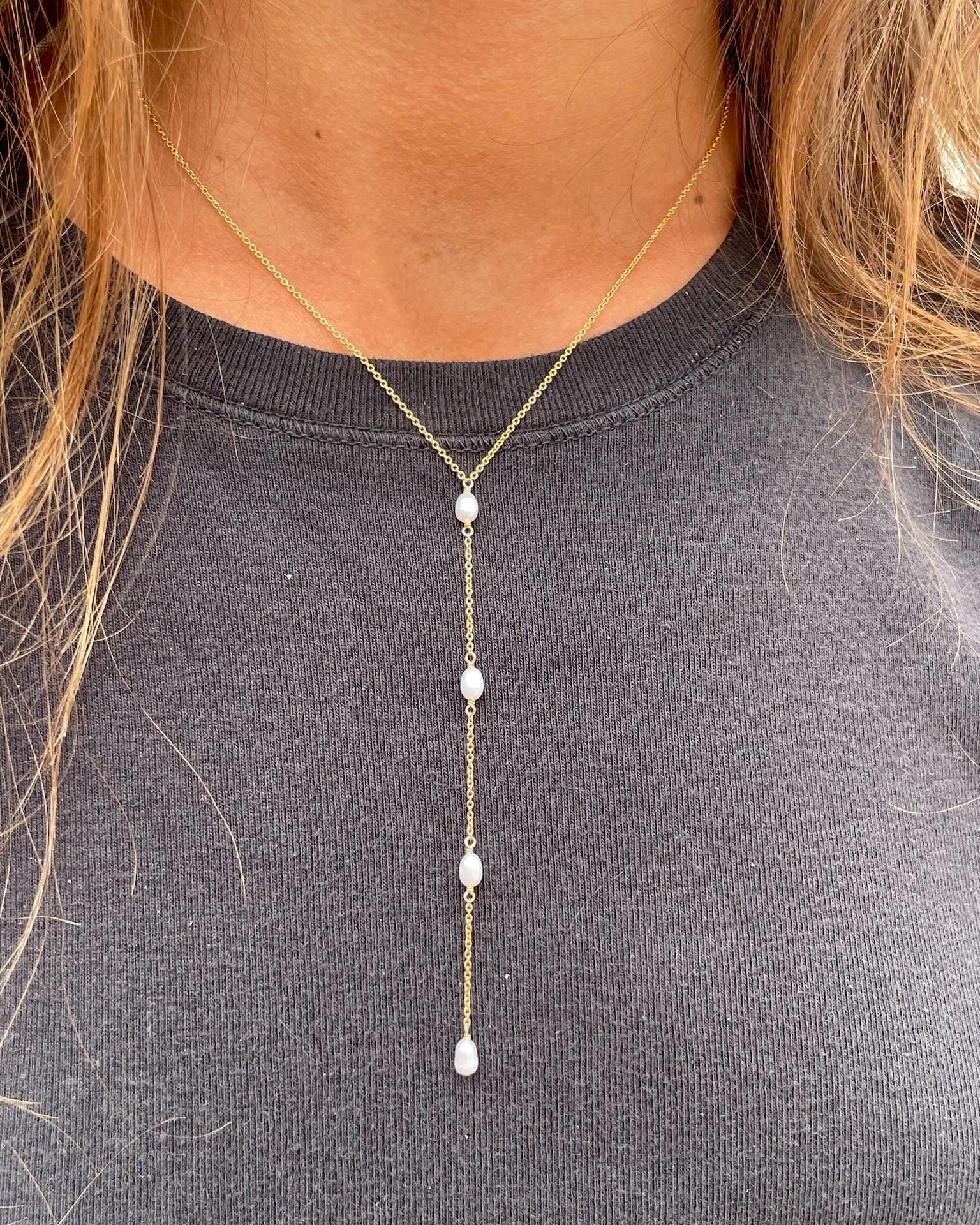 Rice Pearl Y-Necklace Hannah May Jewelry