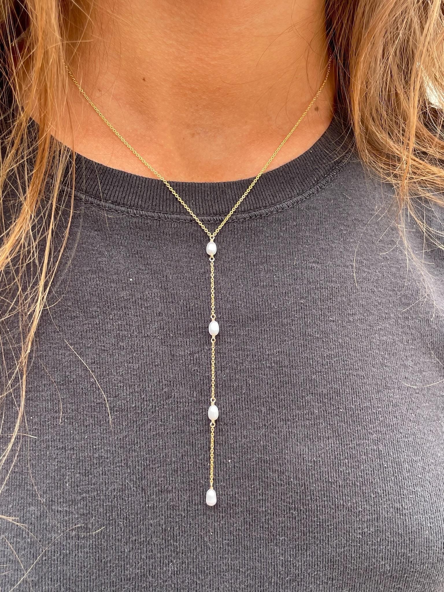 Rice Pearl Y-Necklace Hannah May Jewelry