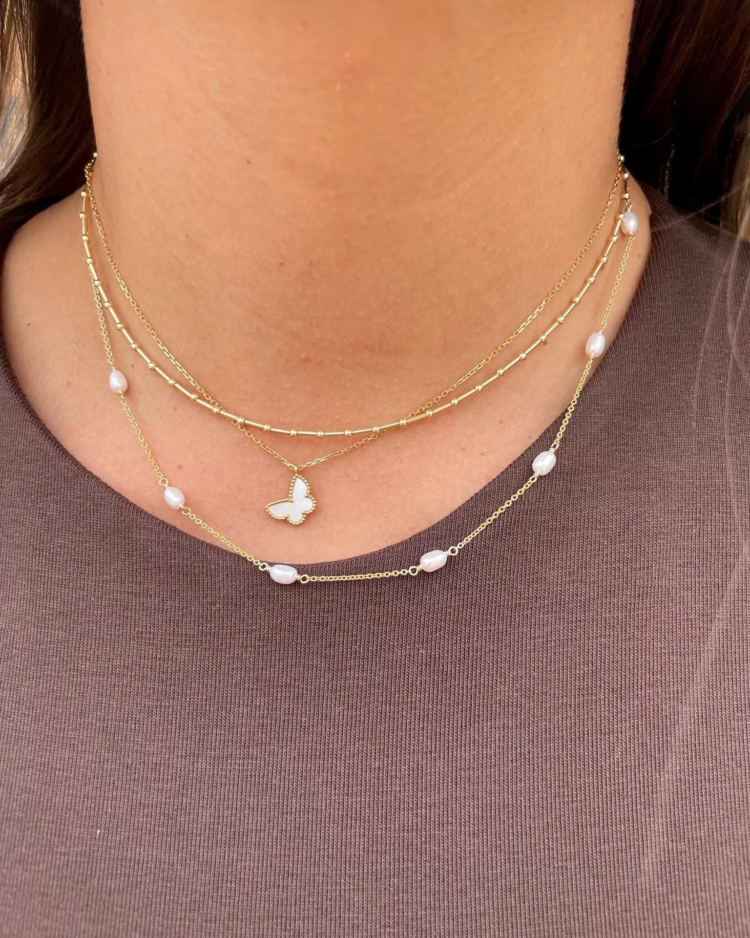 Beaded Bar Choker Necklace, 14k Gold Filled and Sterling Silver Hannah May Jewelry