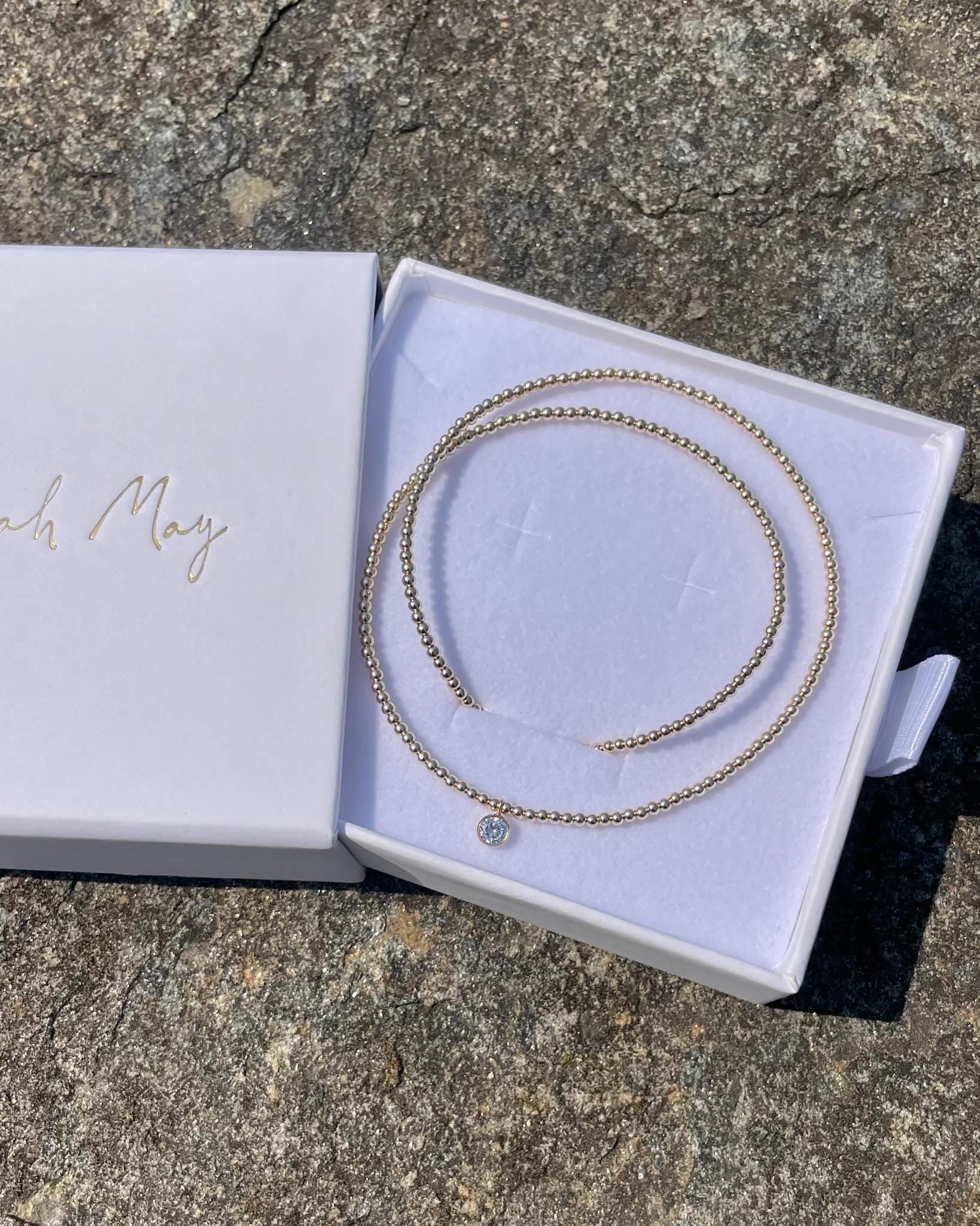 CZ Beaded Gold Necklace, 14k Gold Filled and Sterling Silver Hannah May Jewelry