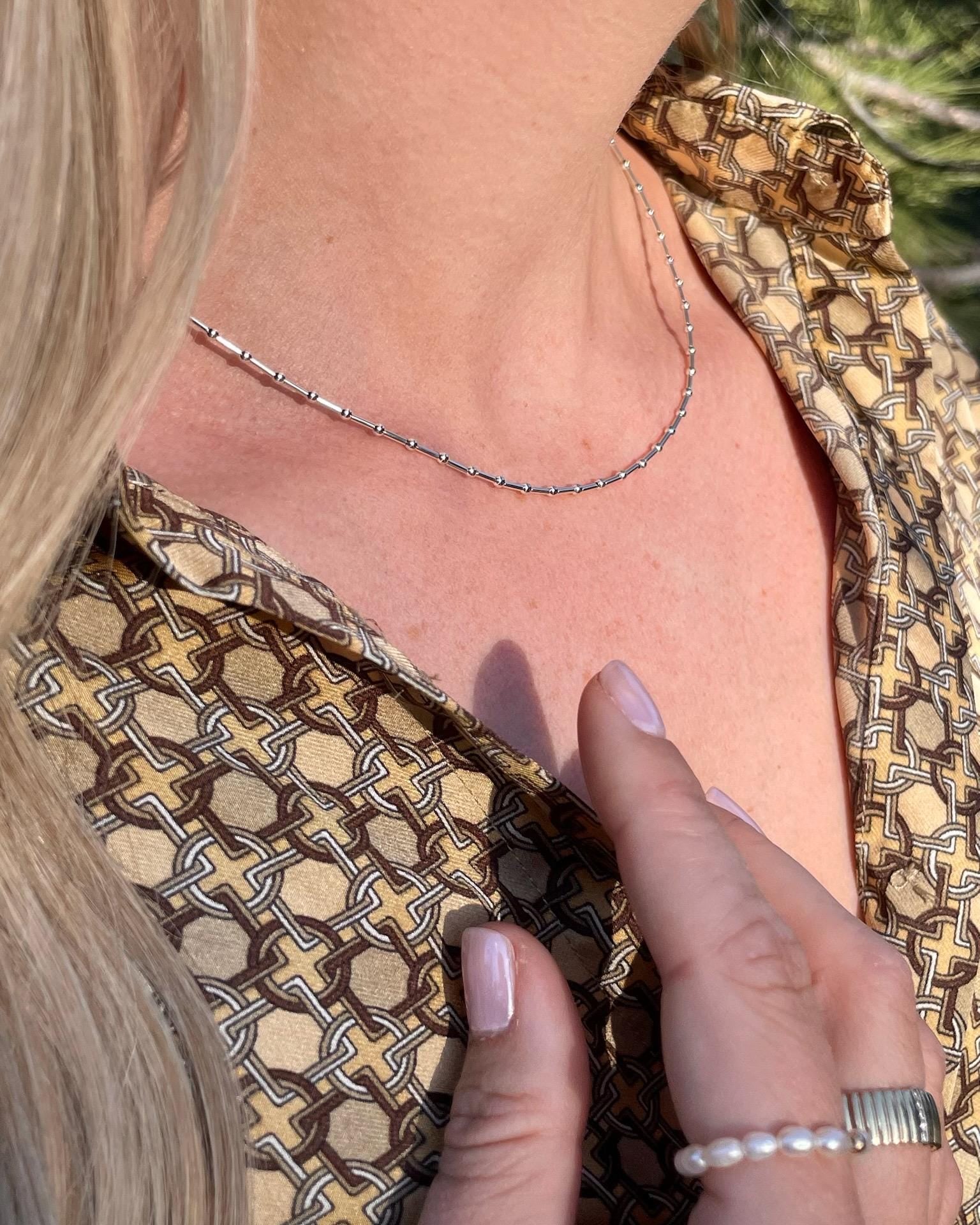 Beaded Bar Choker Necklace, 14k Gold Filled and Sterling Silver Hannah May Jewelry