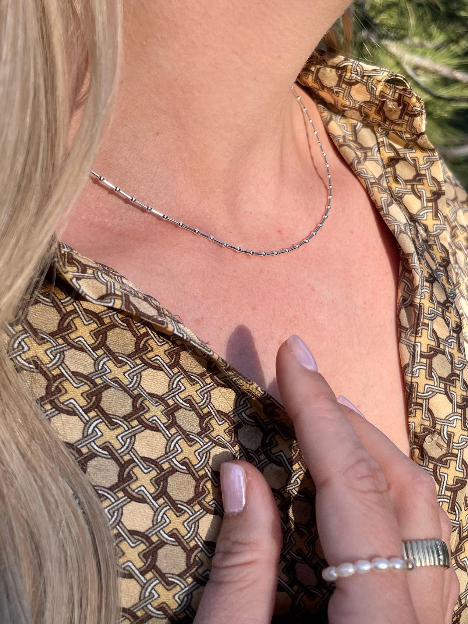 Beaded Bar Choker Necklace, 14k Gold Filled and Sterling Silver Hannah May Jewelry