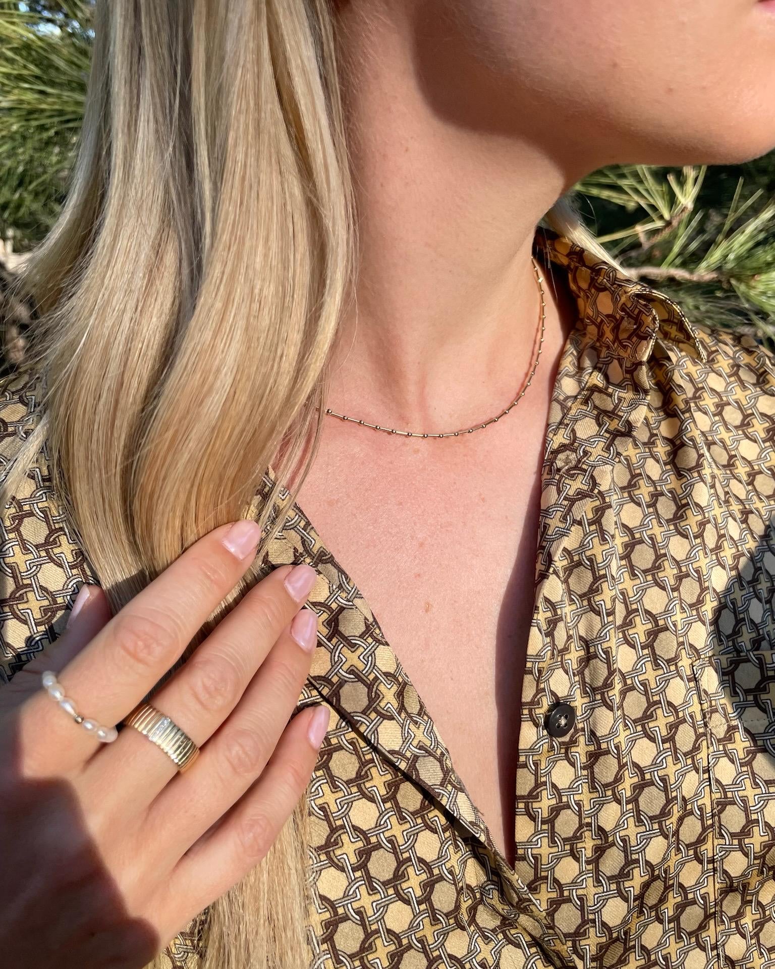 Beaded Bar Choker Necklace, 14k Gold Filled and Sterling Silver Hannah May Jewelry