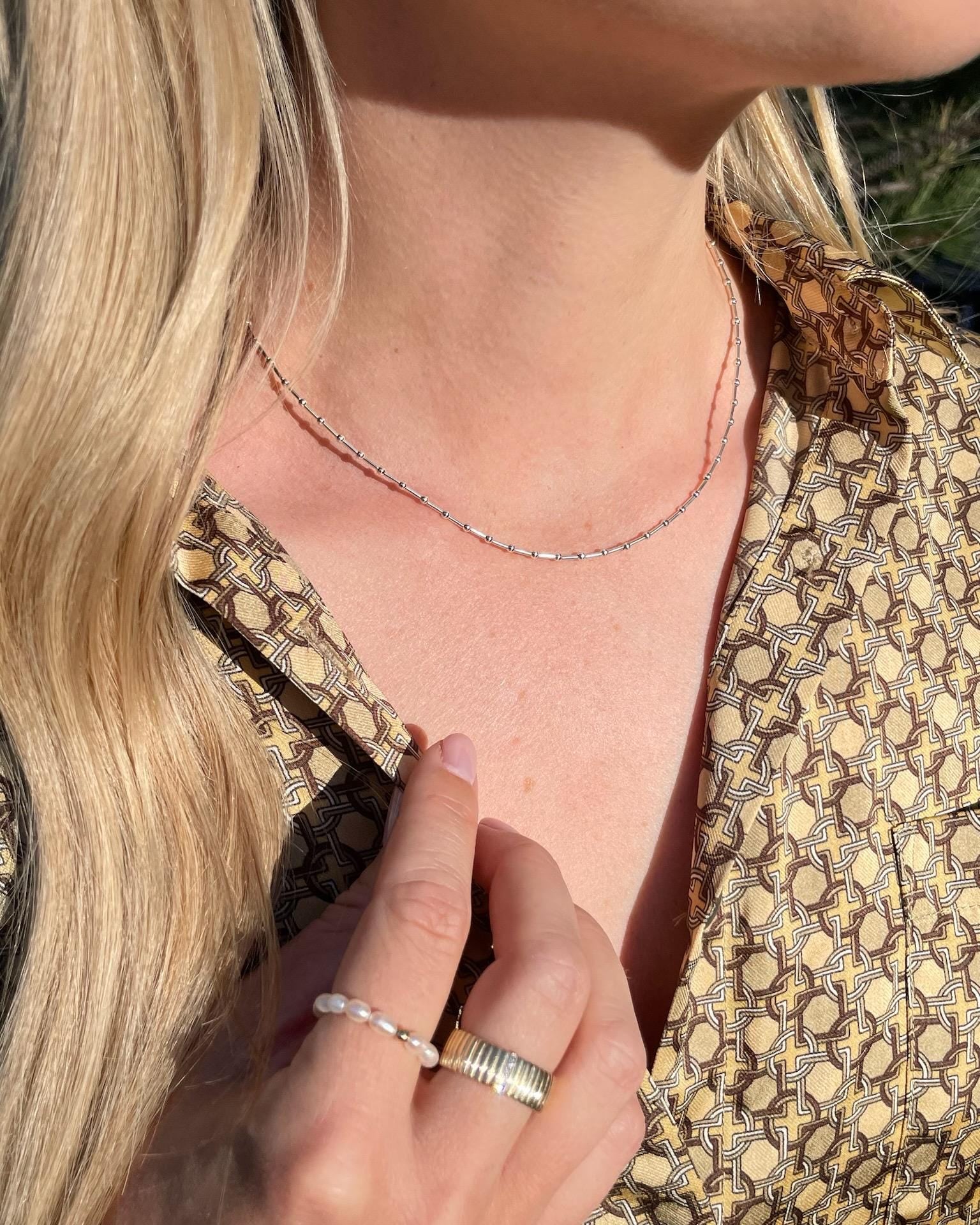 Beaded Bar Choker Necklace, 14k Gold Filled and Sterling Silver Hannah May Jewelry