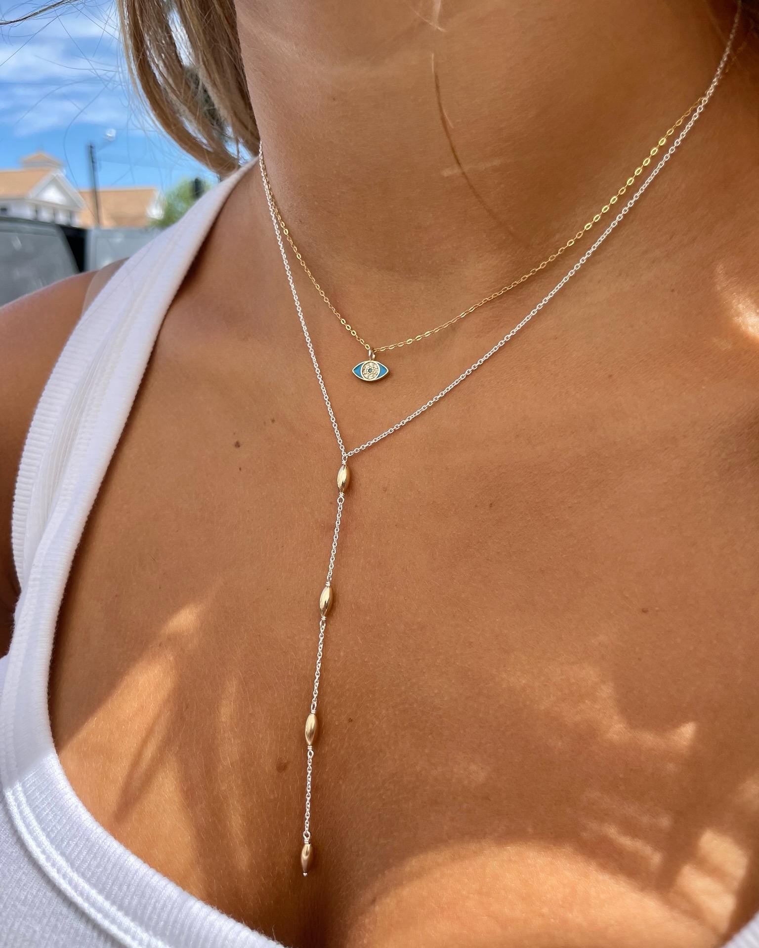 Oval Y-Necklace, 14k Gold Filled and Sterling Silver Hannah May Jewelry