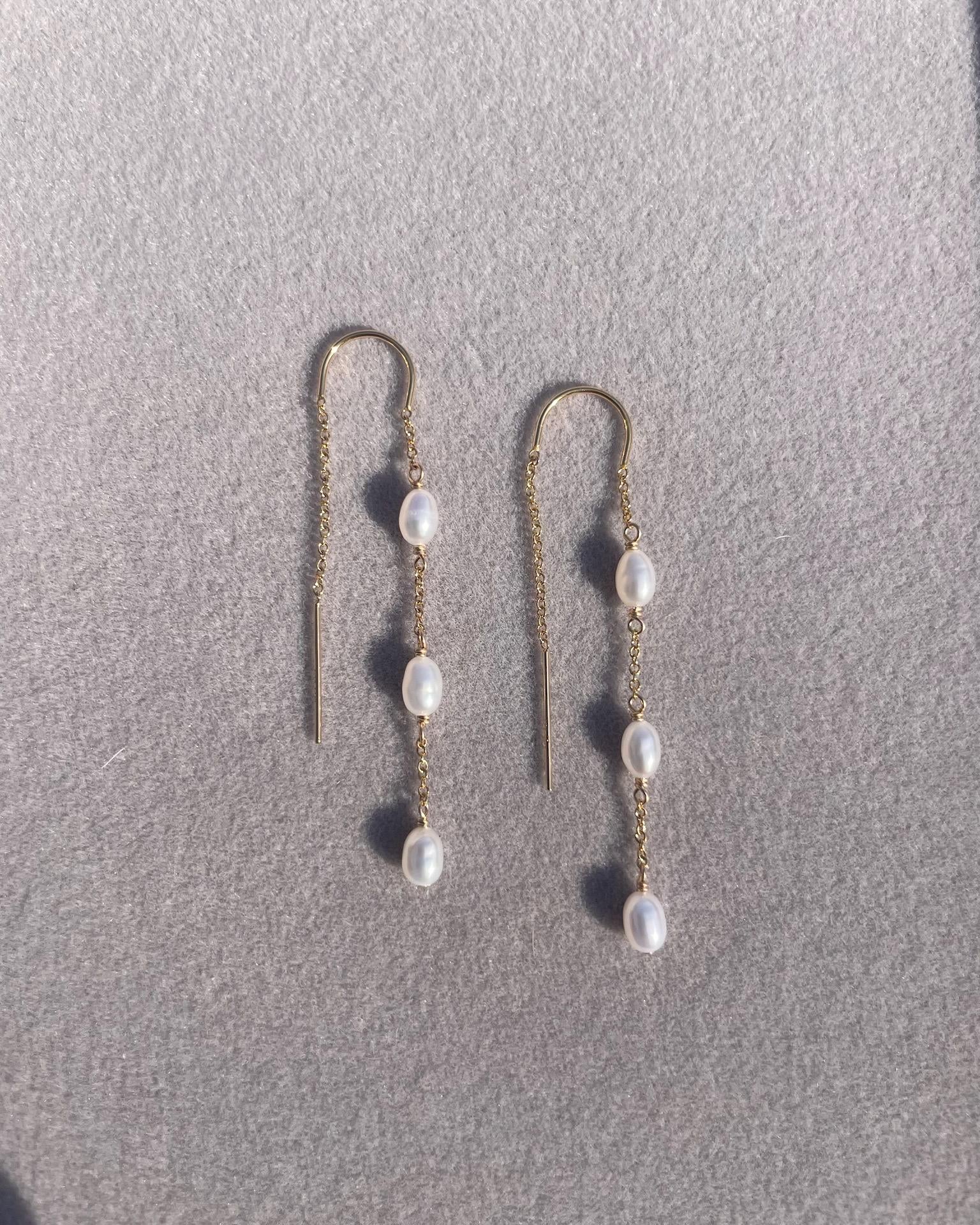 Pearl Threader Earrings Hannah May Jewelry