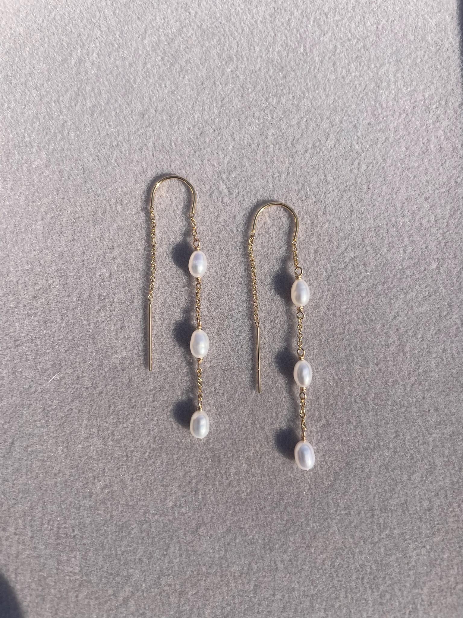 Pearl Threader Earrings Hannah May Jewelry