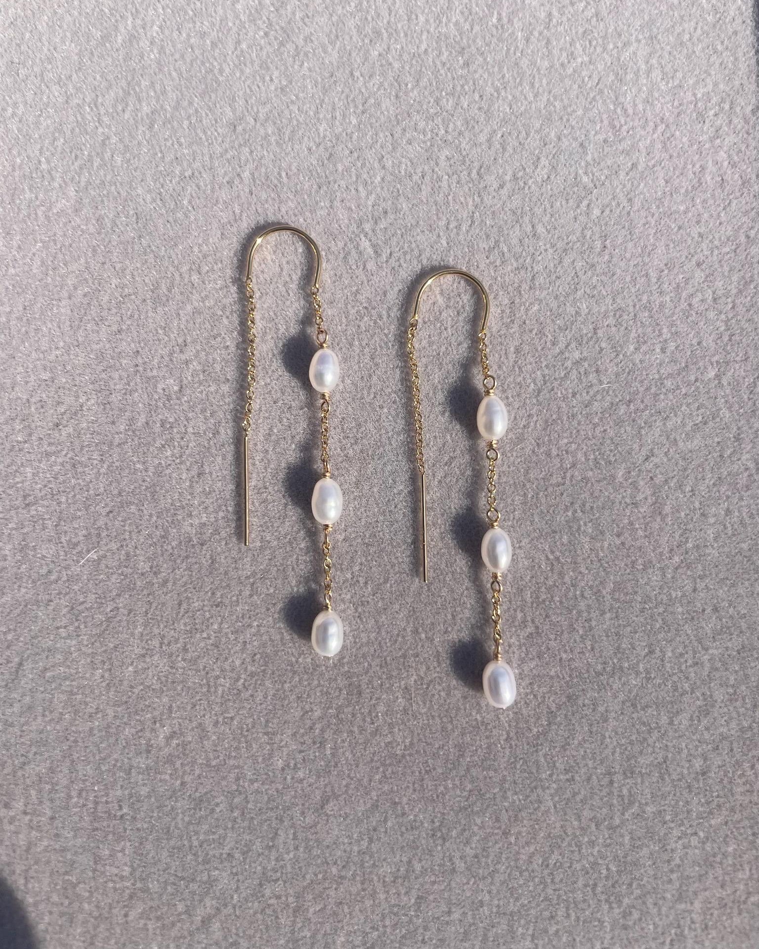Pearl Threader Earrings Hannah May Jewelry