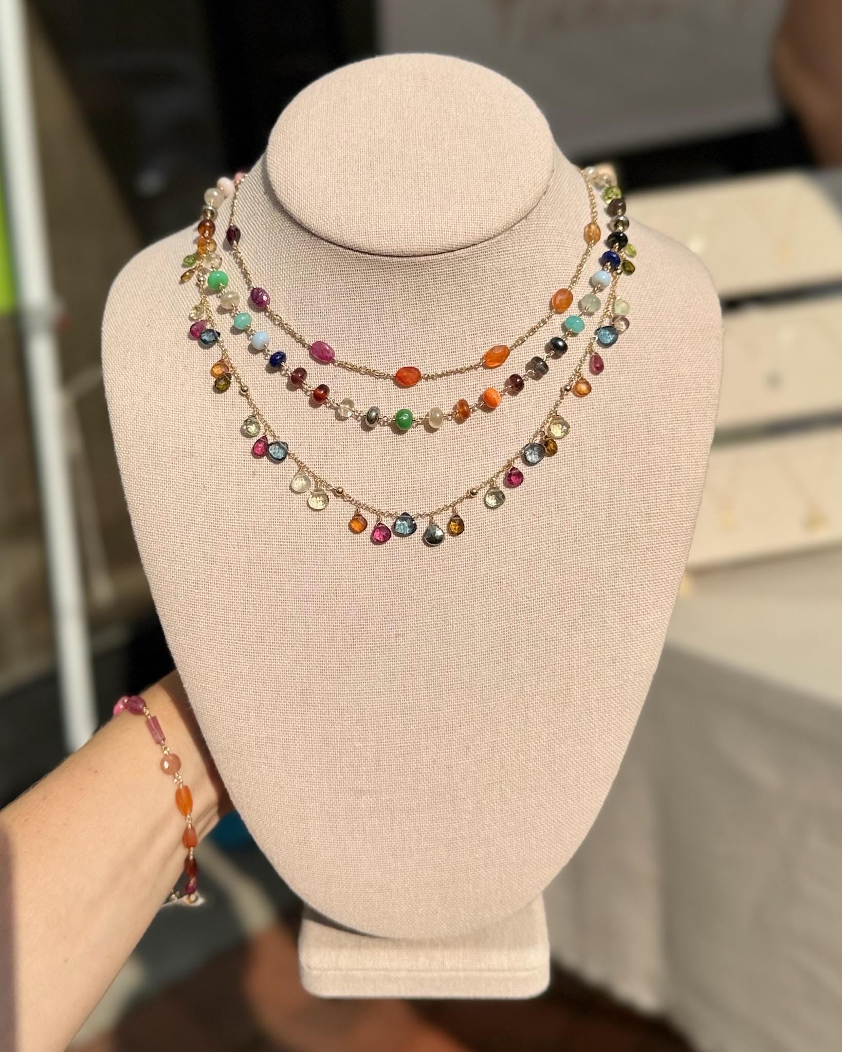Rainbow Gem Chain Choker Necklace Hannah May Jewelry