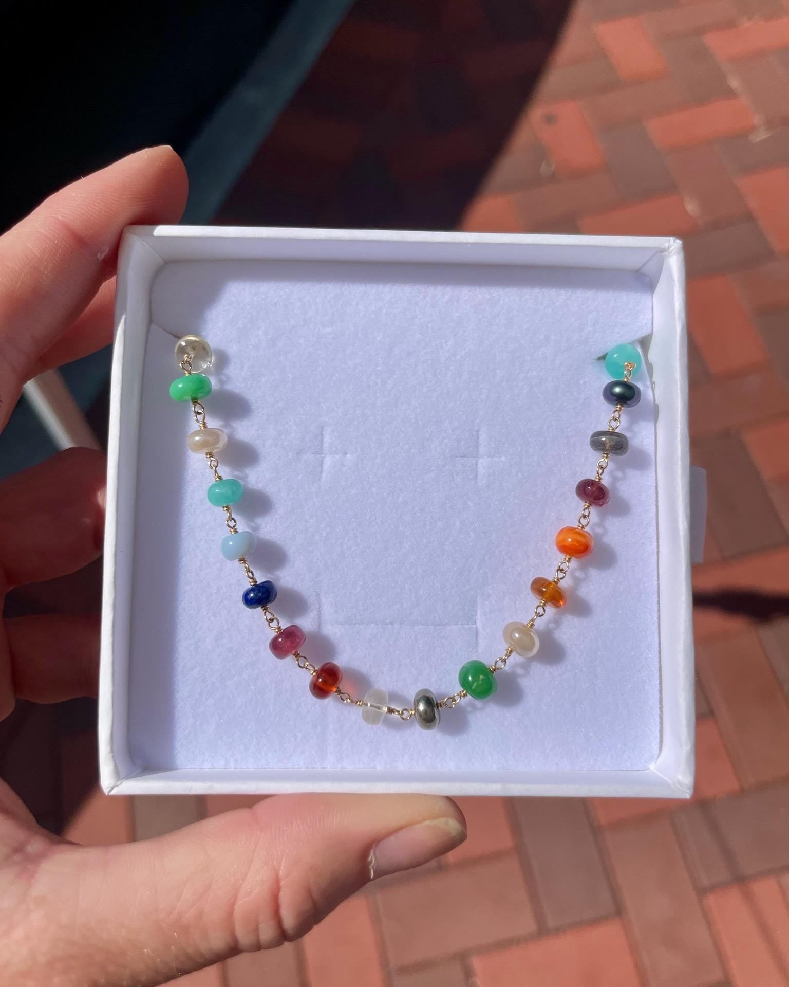 Rainbow Gem Chain Choker Necklace Hannah May Jewelry