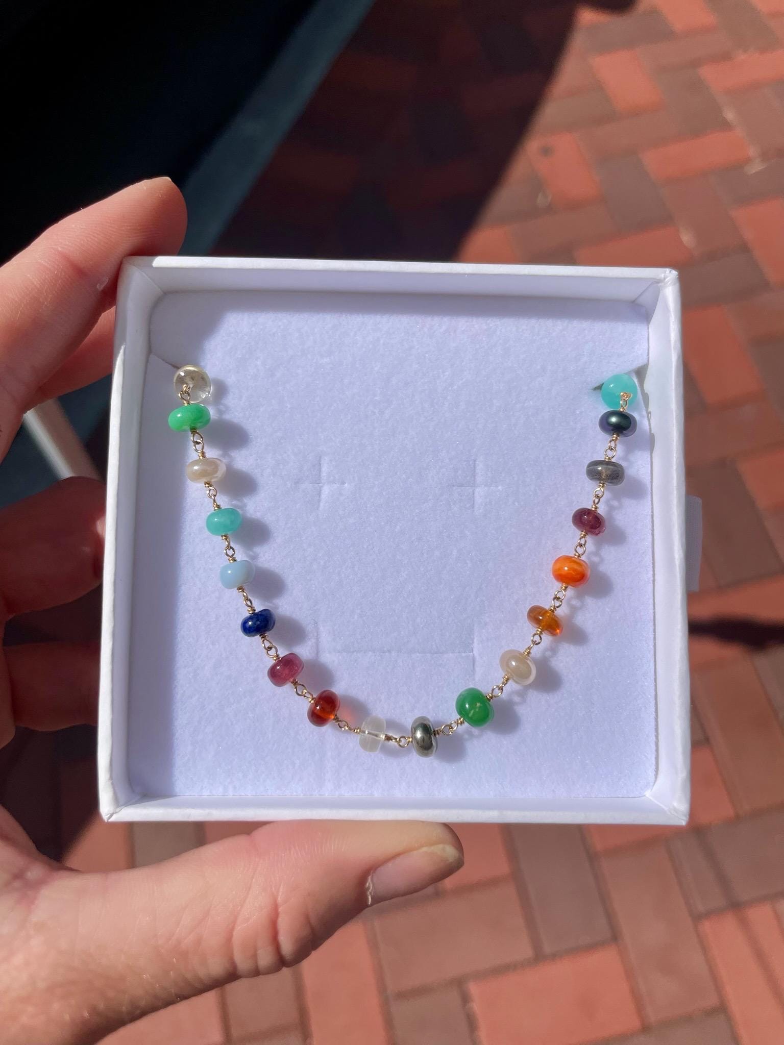 Rainbow Gem Chain Choker Necklace Hannah May Jewelry