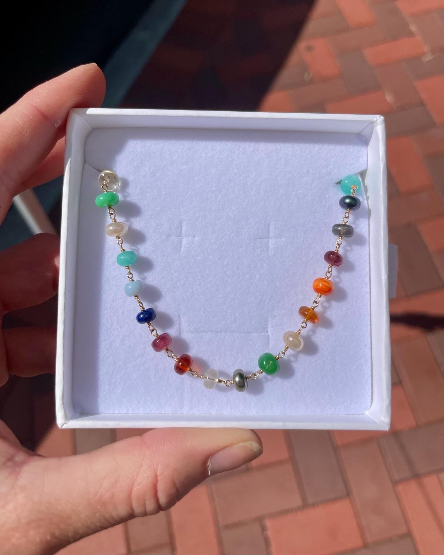 Rainbow Gem Chain Choker Necklace by Hannah May Jewelry