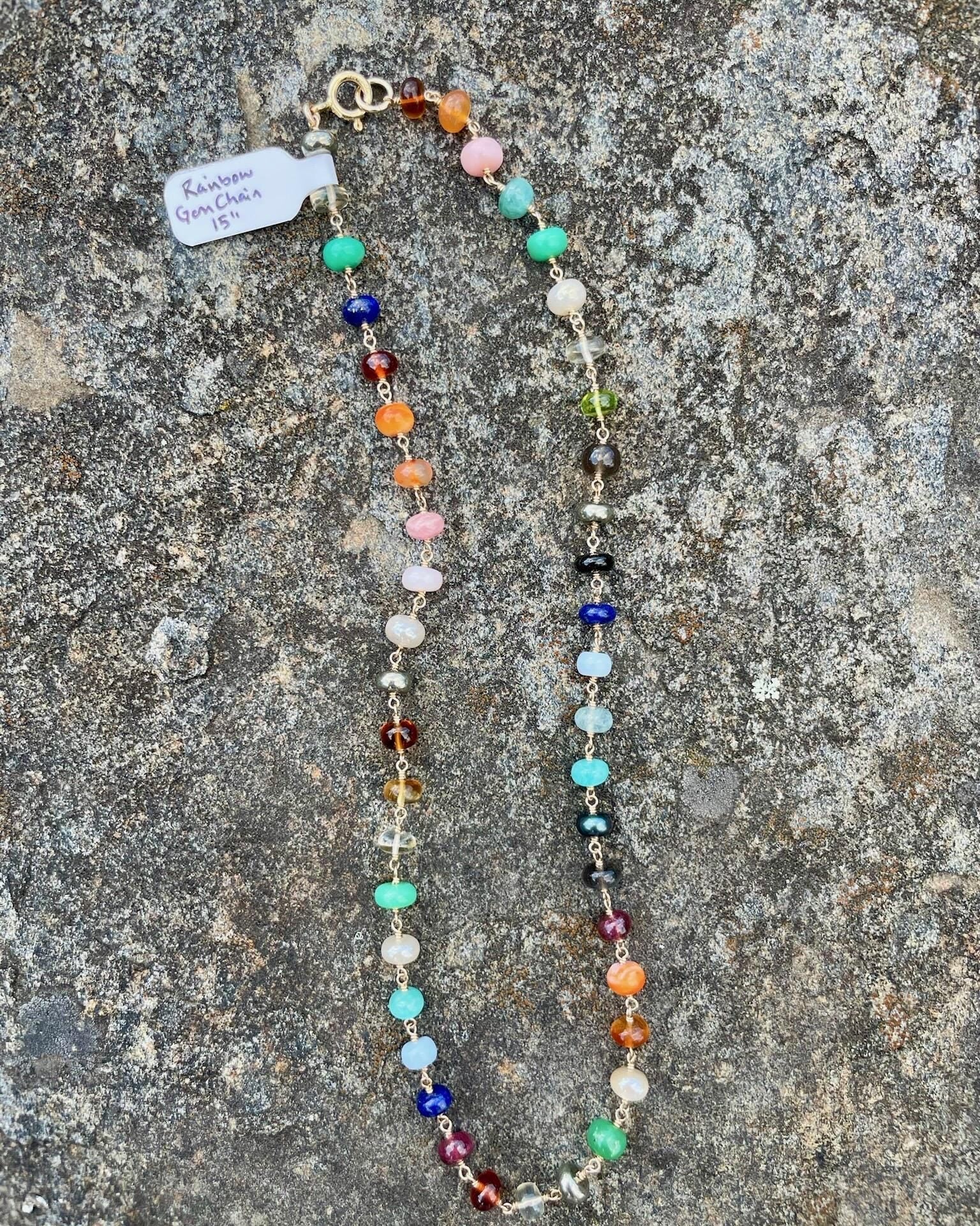 Rainbow Gem Chain Choker Necklace Hannah May Jewelry