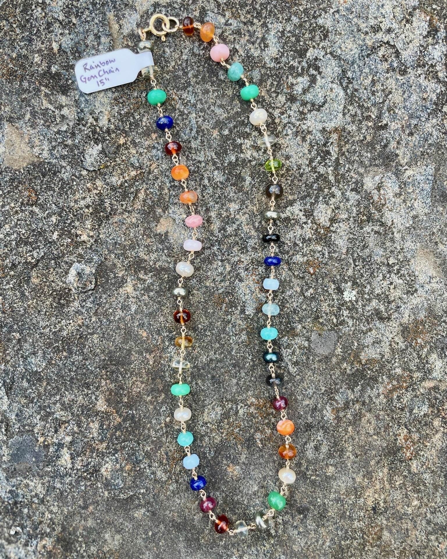 Rainbow Gem Chain Choker Necklace by Hannah May Jewelry