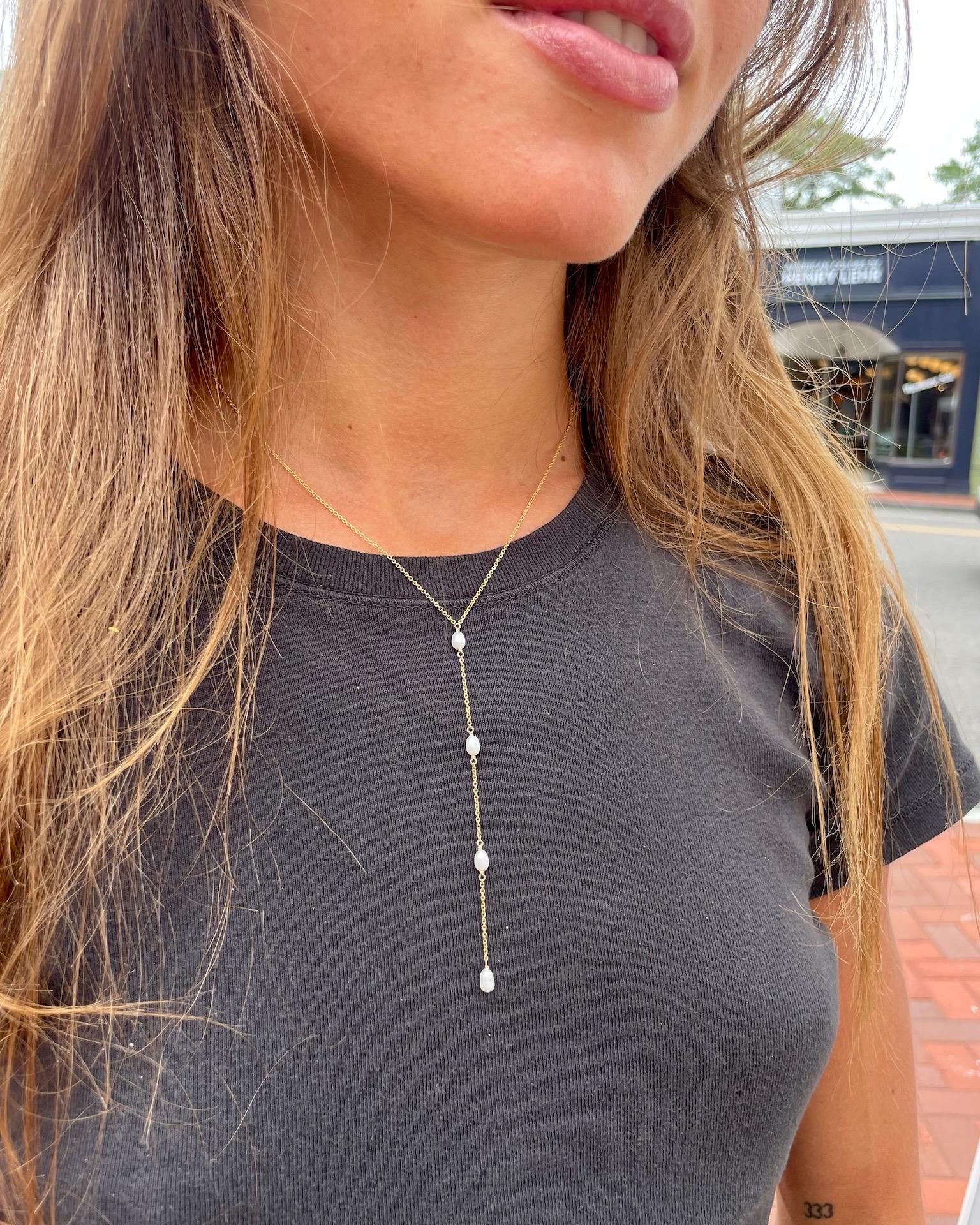 Rice Pearl Y-Necklace Hannah May Jewelry