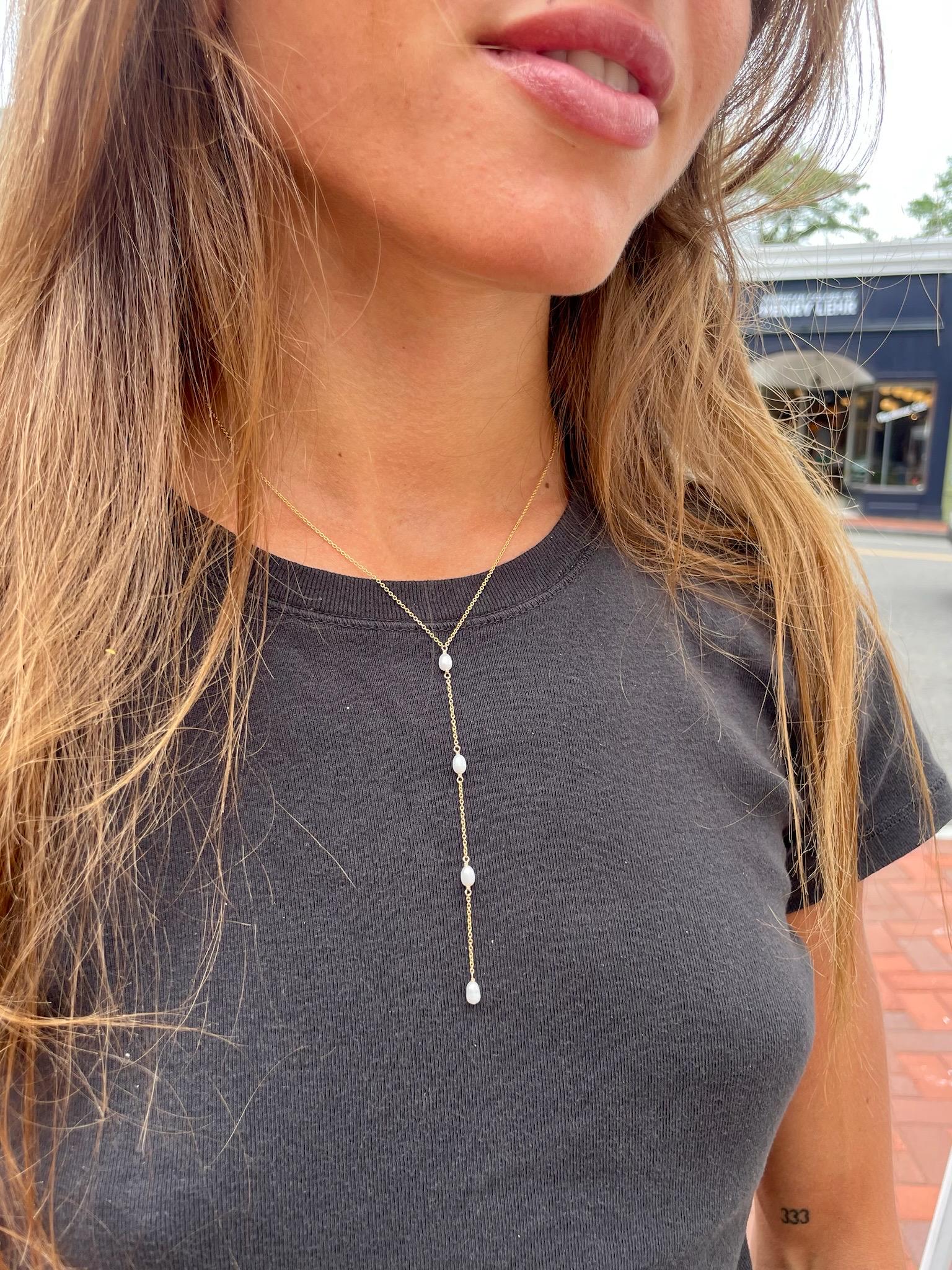 Rice Pearl Y-Necklace Hannah May Jewelry