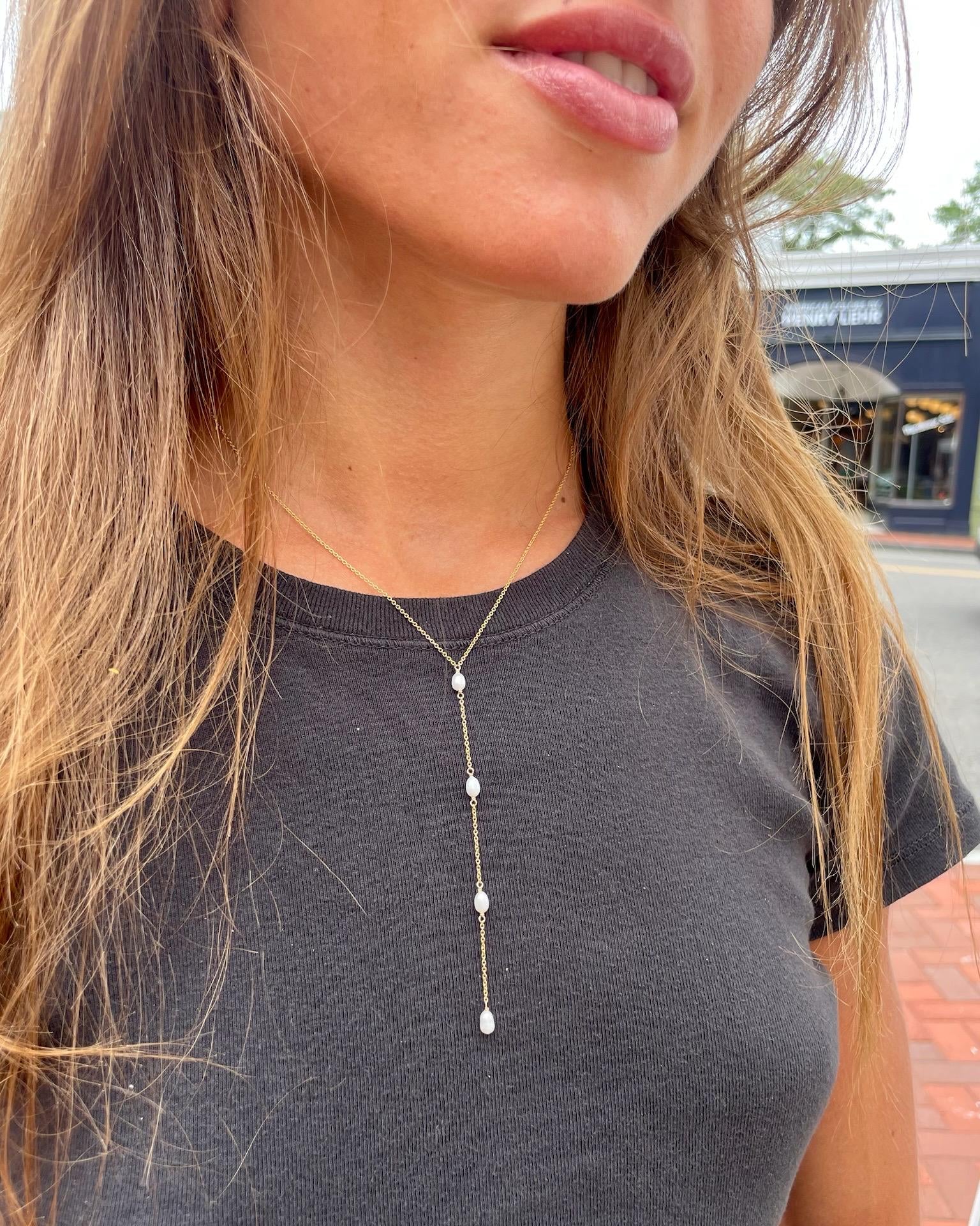Rice Pearl Y-Necklace by Hannah May Jewelry