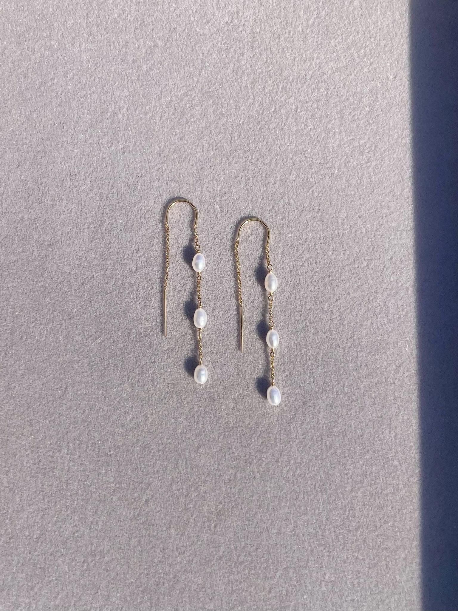 Pearl Threader Earrings Hannah May Jewelry