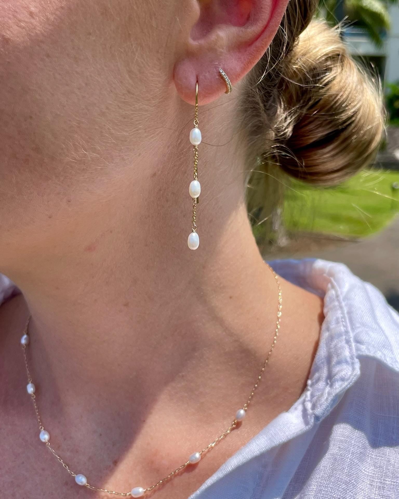 Pearl Threader Earrings Hannah May Jewelry