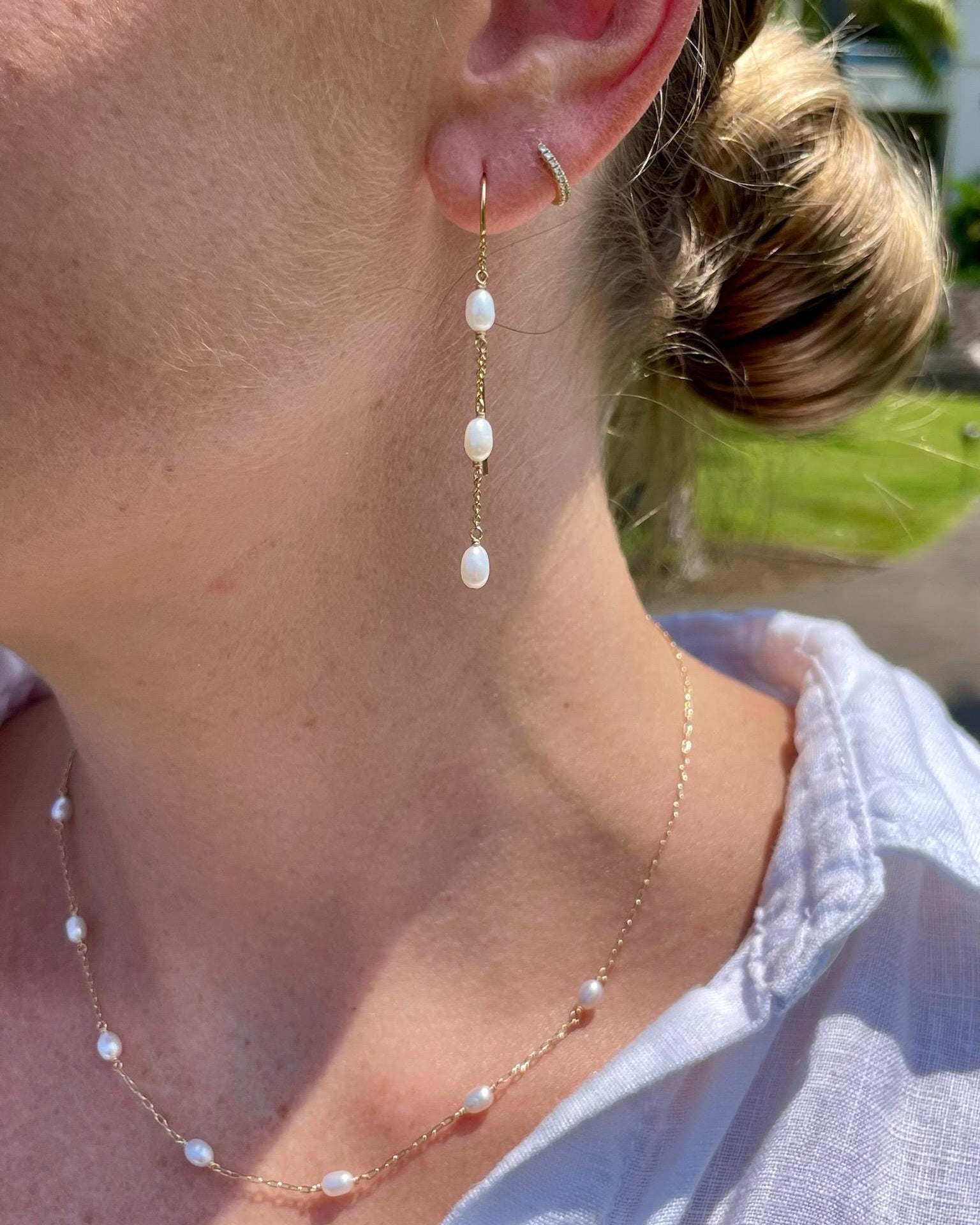 Pearl Threader Earrings Hannah May Jewelry