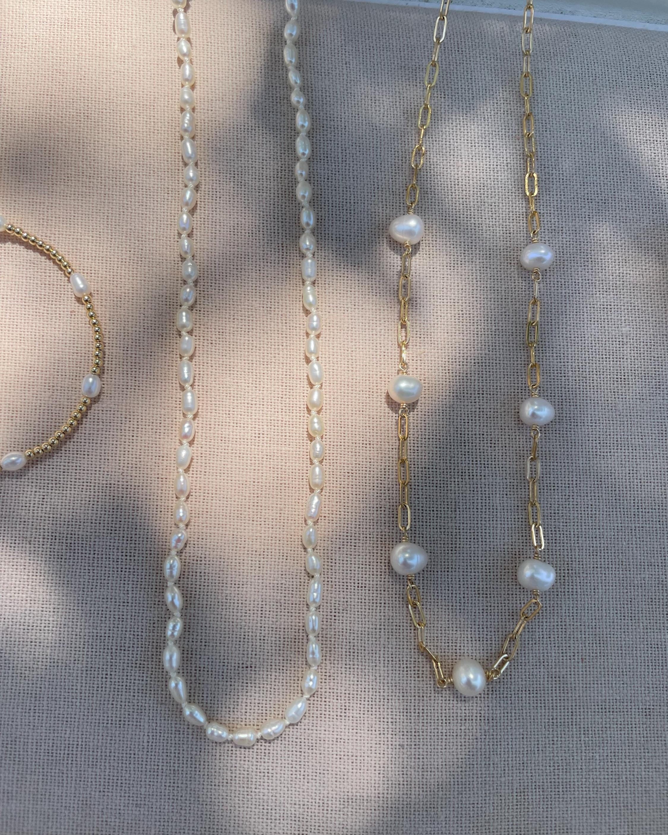 Pearl Necklace Hand Knotted on Silk by Hannah May Jewelry