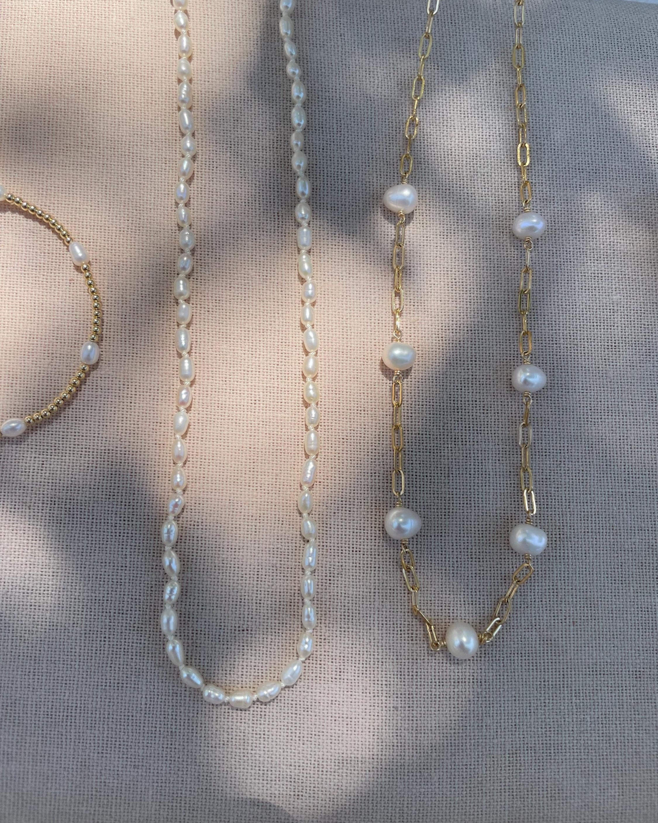 Pearl Necklace Hand Knotted on Silk Hannah May Jewelry