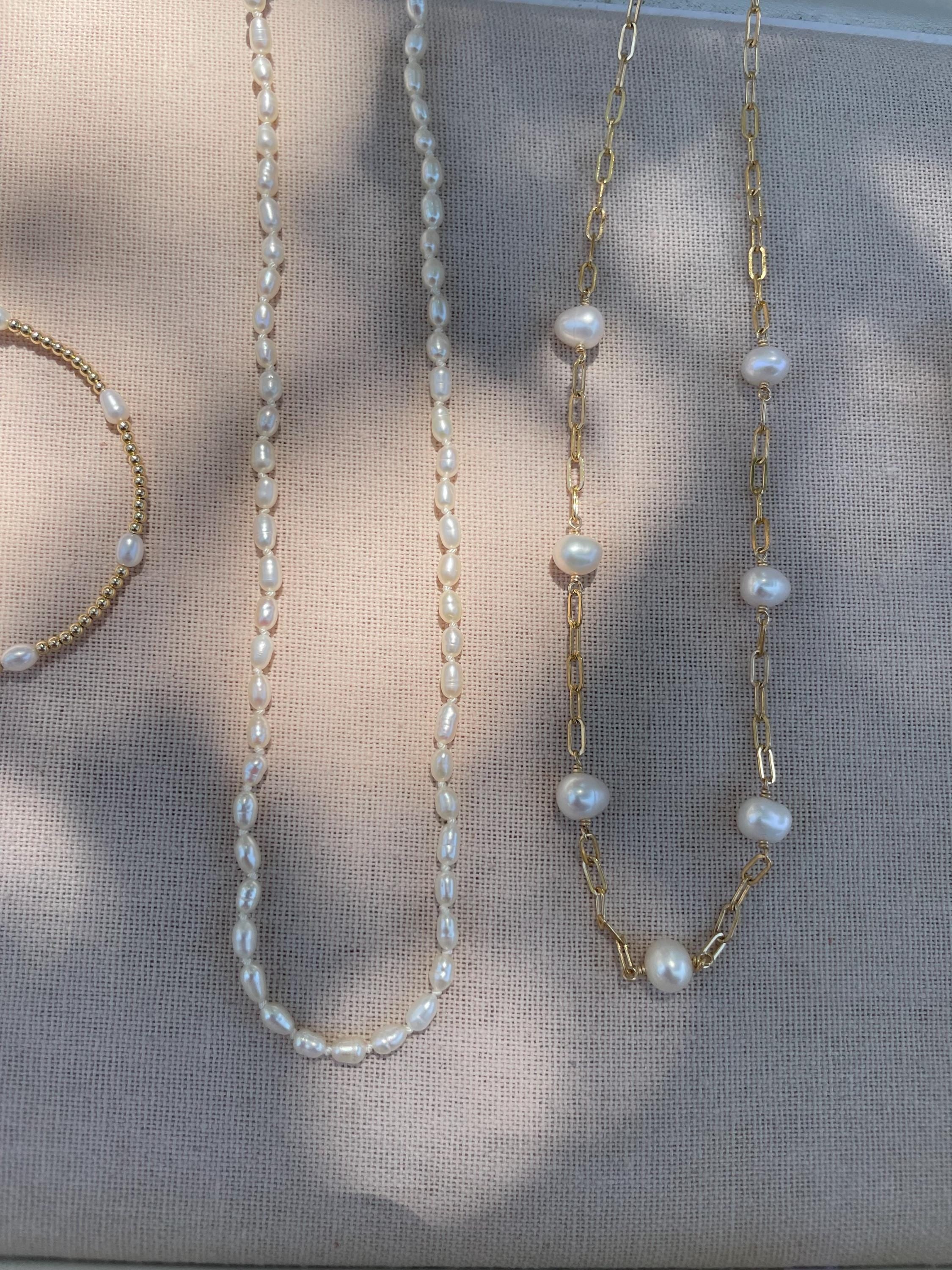 Pearl Necklace Hand Knotted on Silk Hannah May Jewelry