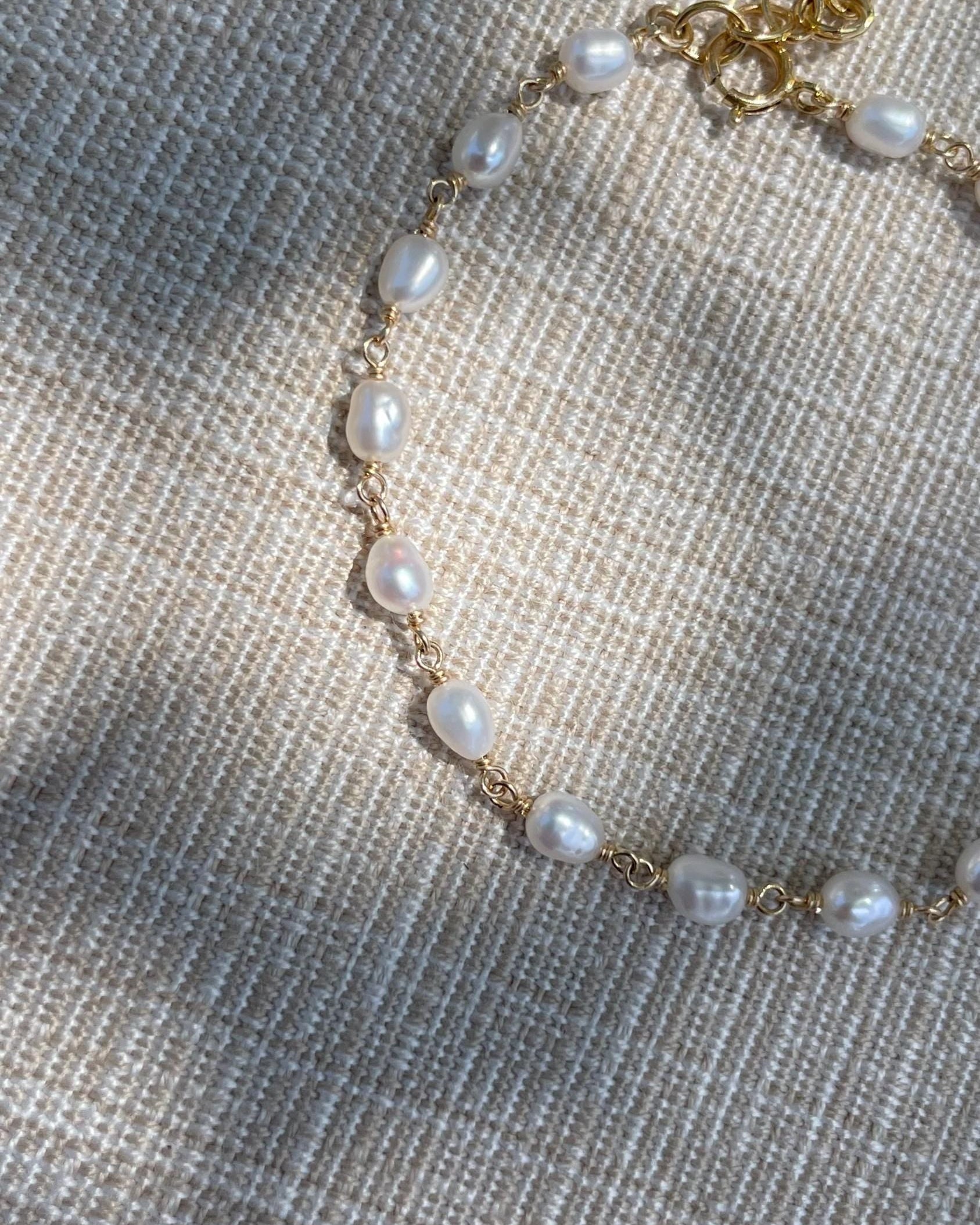 Pearl Bracelet Gem Chain Hannah May Jewelry