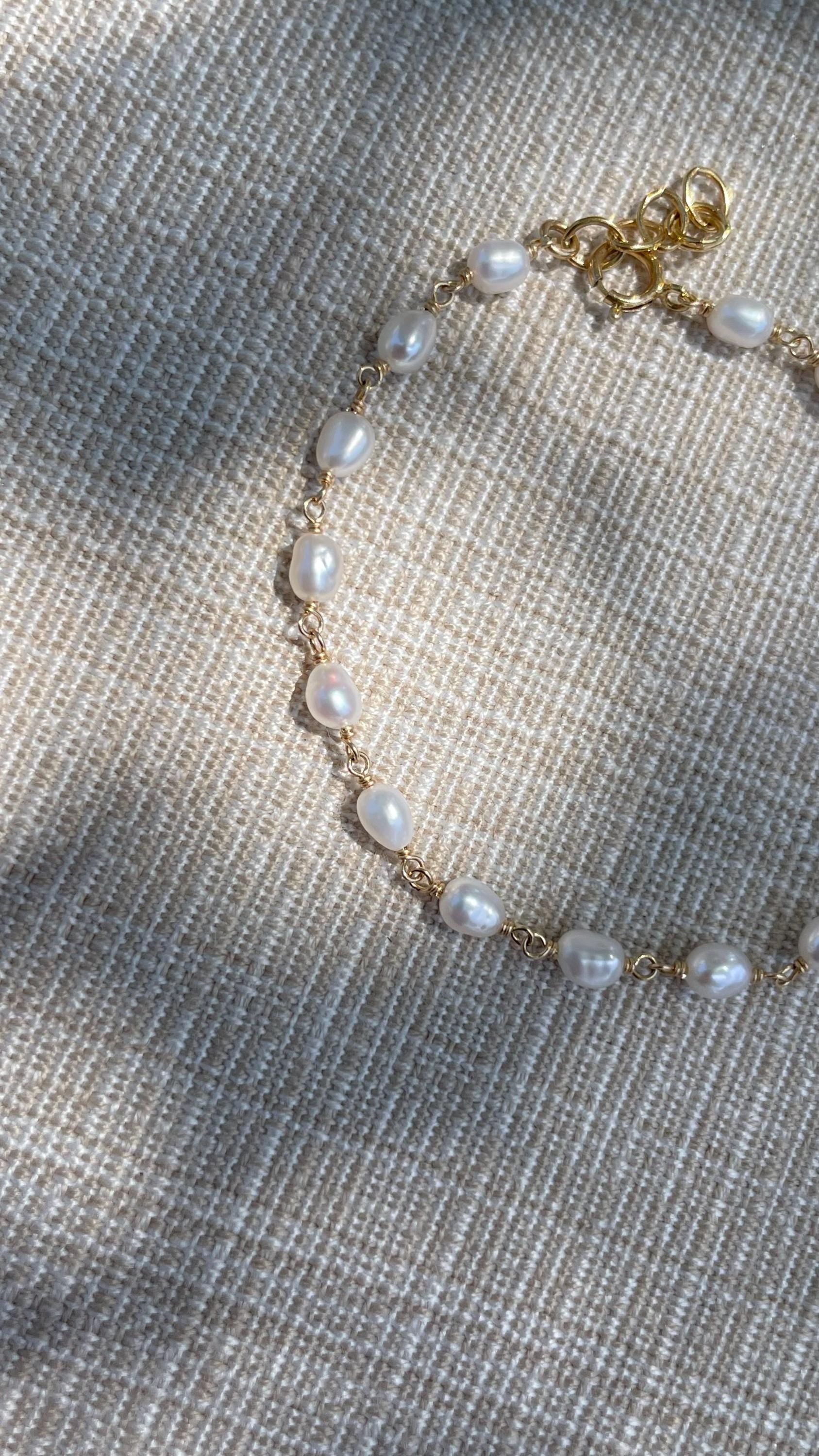 Pearl Bracelet Gem Chain Hannah May Jewelry