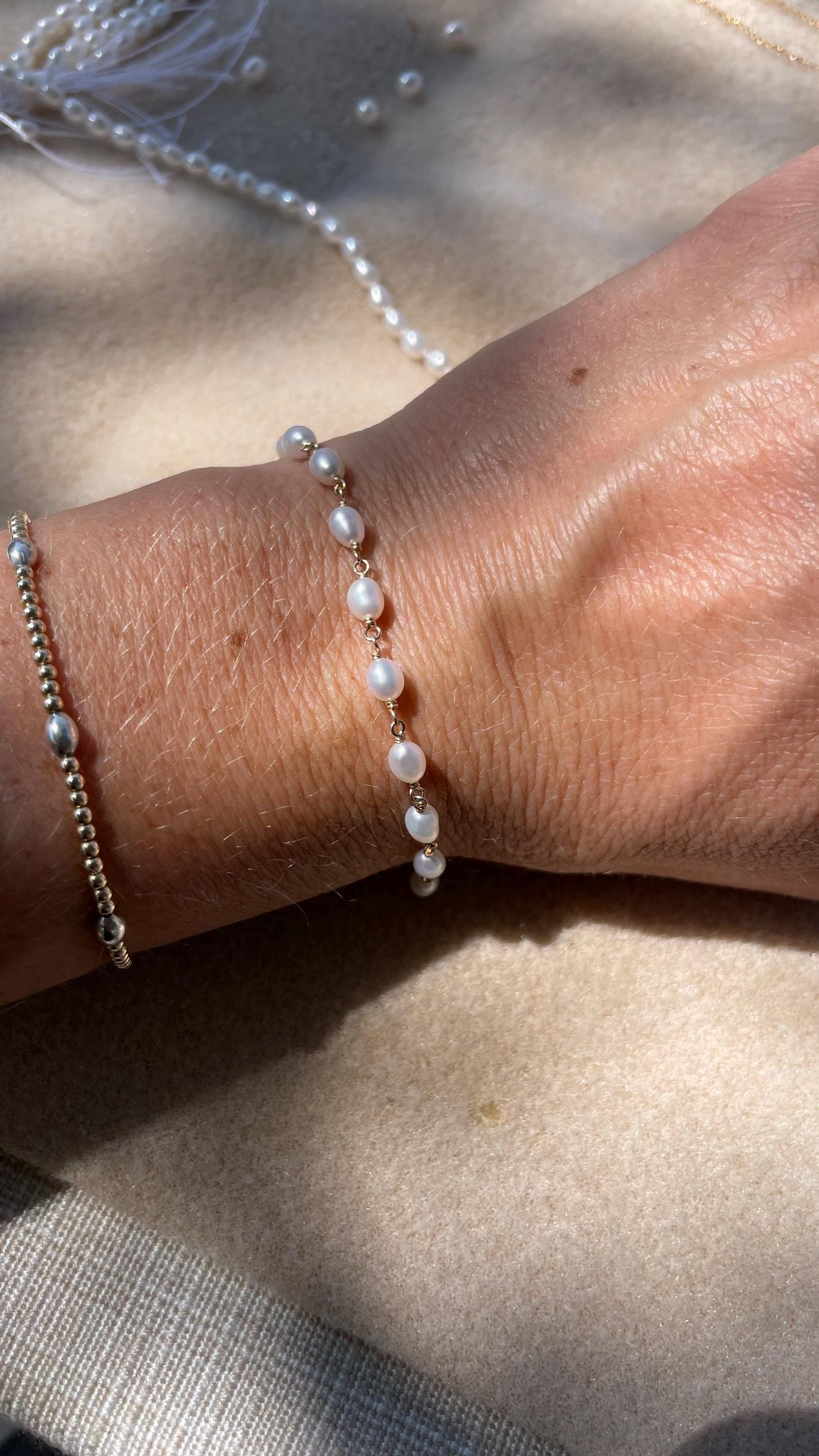 Pearl Bracelet Gem Chain Hannah May Jewelry