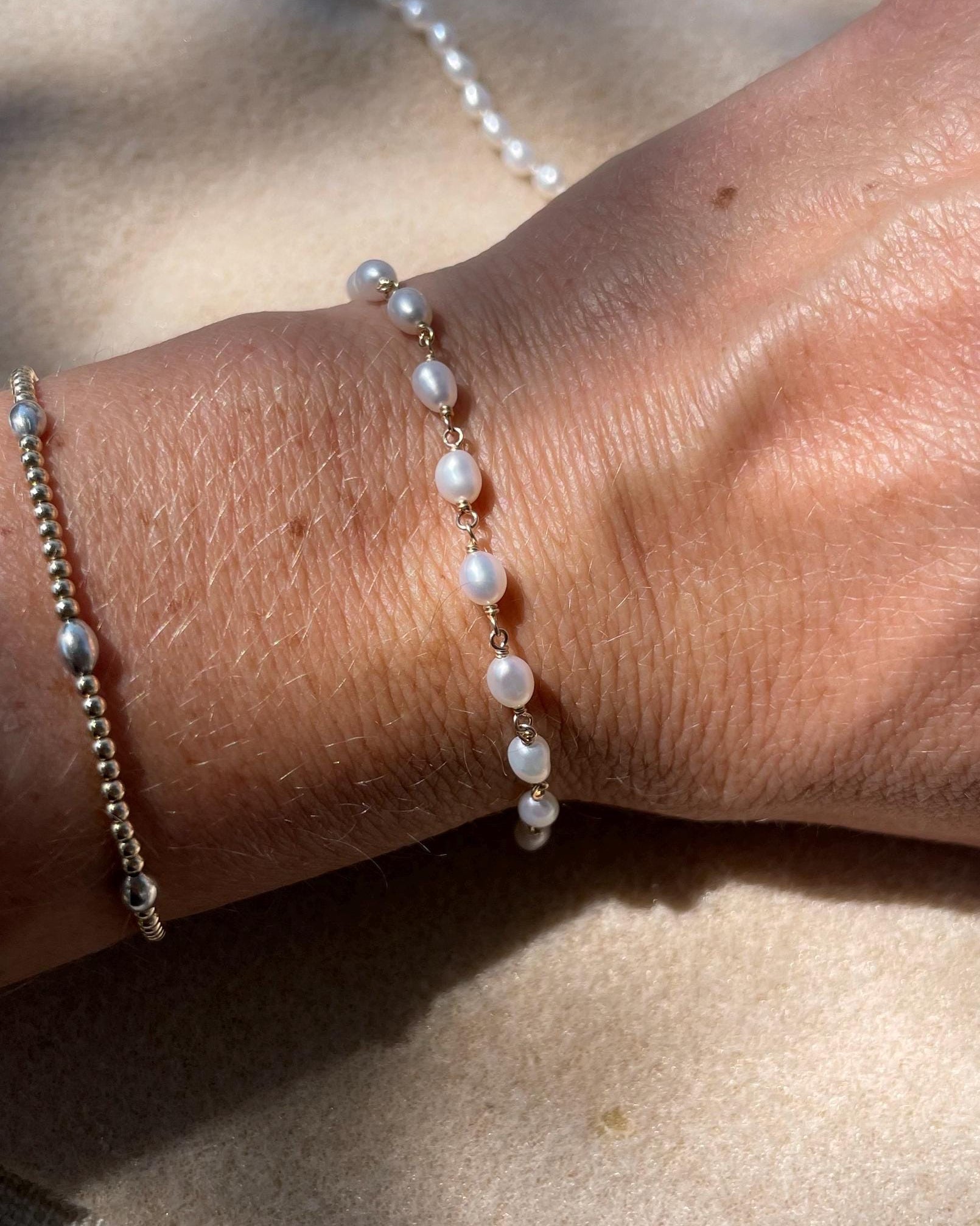 Pearl and Turquoise Gem Chain Bracelet by Hannah May Jewelry