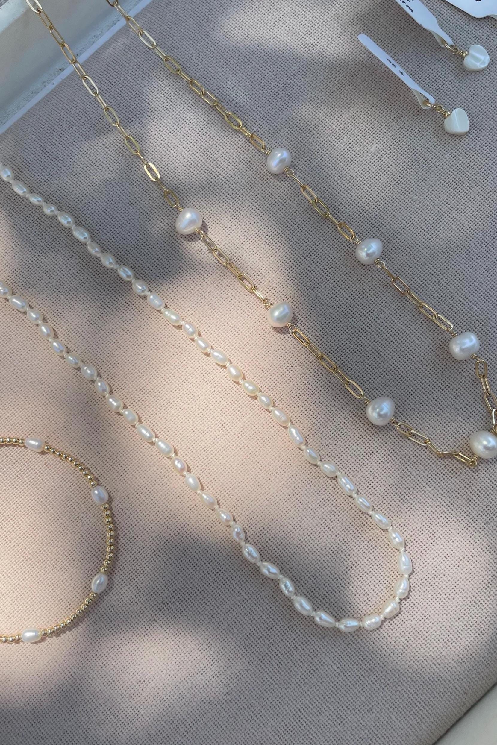 Pearl Necklace Hand Knotted on Silk Hannah May Jewelry