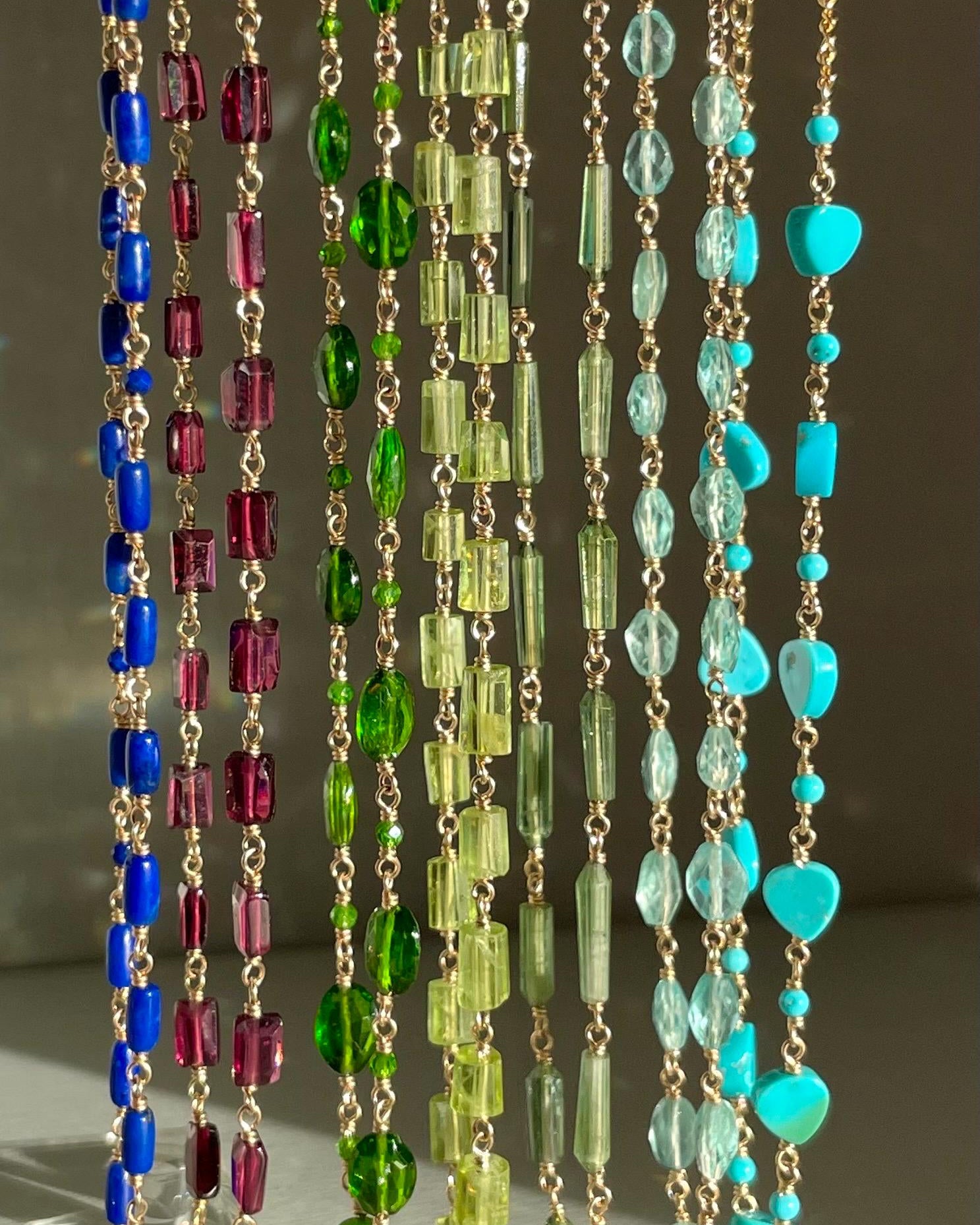 Chain Link Gemstone Necklace, Half Gemstone & Half Chain Hannah May Jewelry