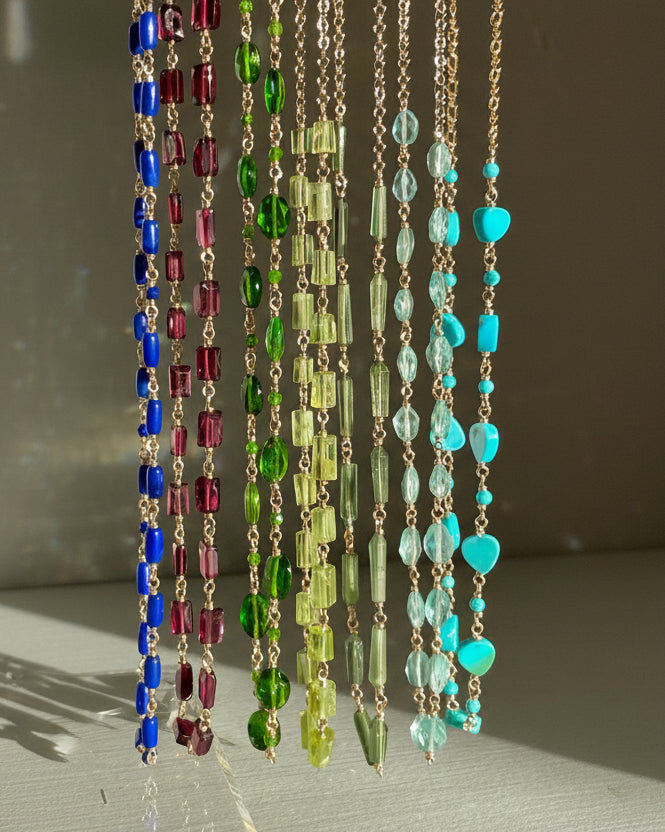 Half Gemstone Chain Link Necklace by Hannah May Jewelry
