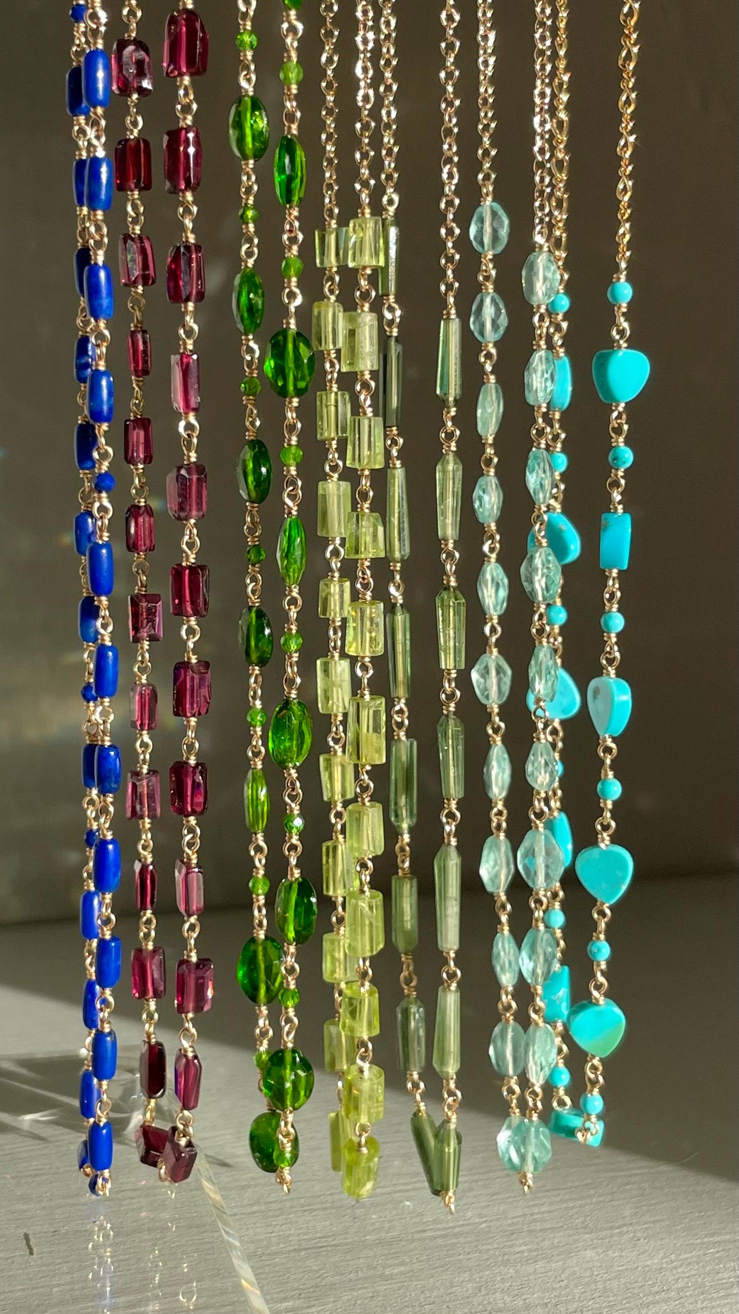 Chain Link Gemstone Necklace, Half Gemstone & Half Chain Hannah May Jewelry