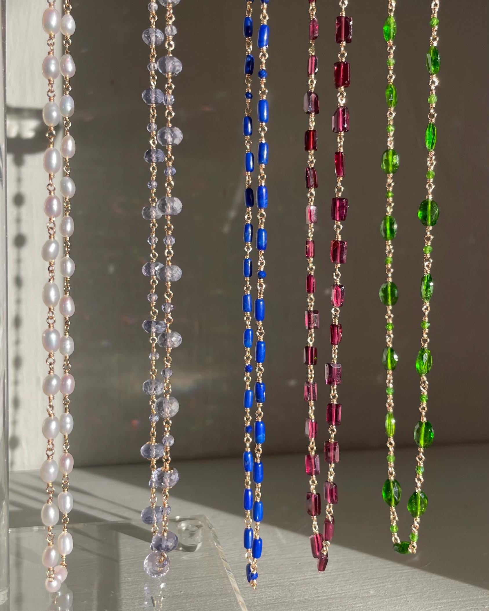 Half Gemstone Chain Link Necklace by Hannah May Jewelry