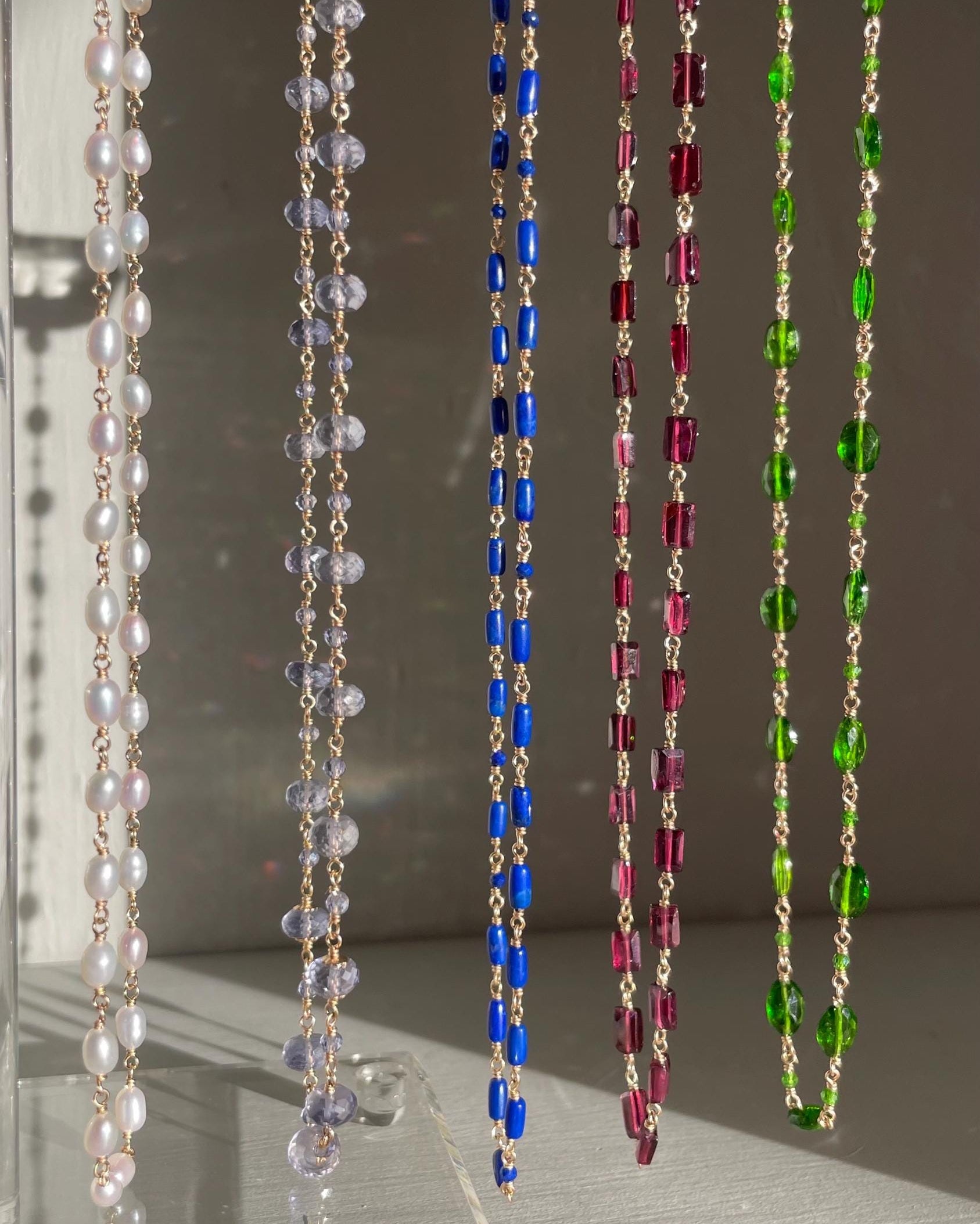 Chain Link Gemstone Necklace, Half Gemstone & Half Chain Hannah May Jewelry