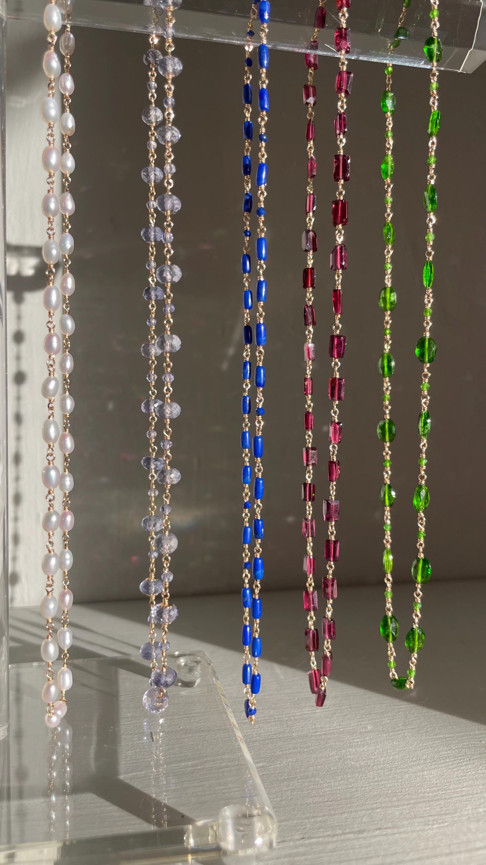 Chain Link Gemstone Necklace, Half Gemstone & Half Chain Hannah May Jewelry