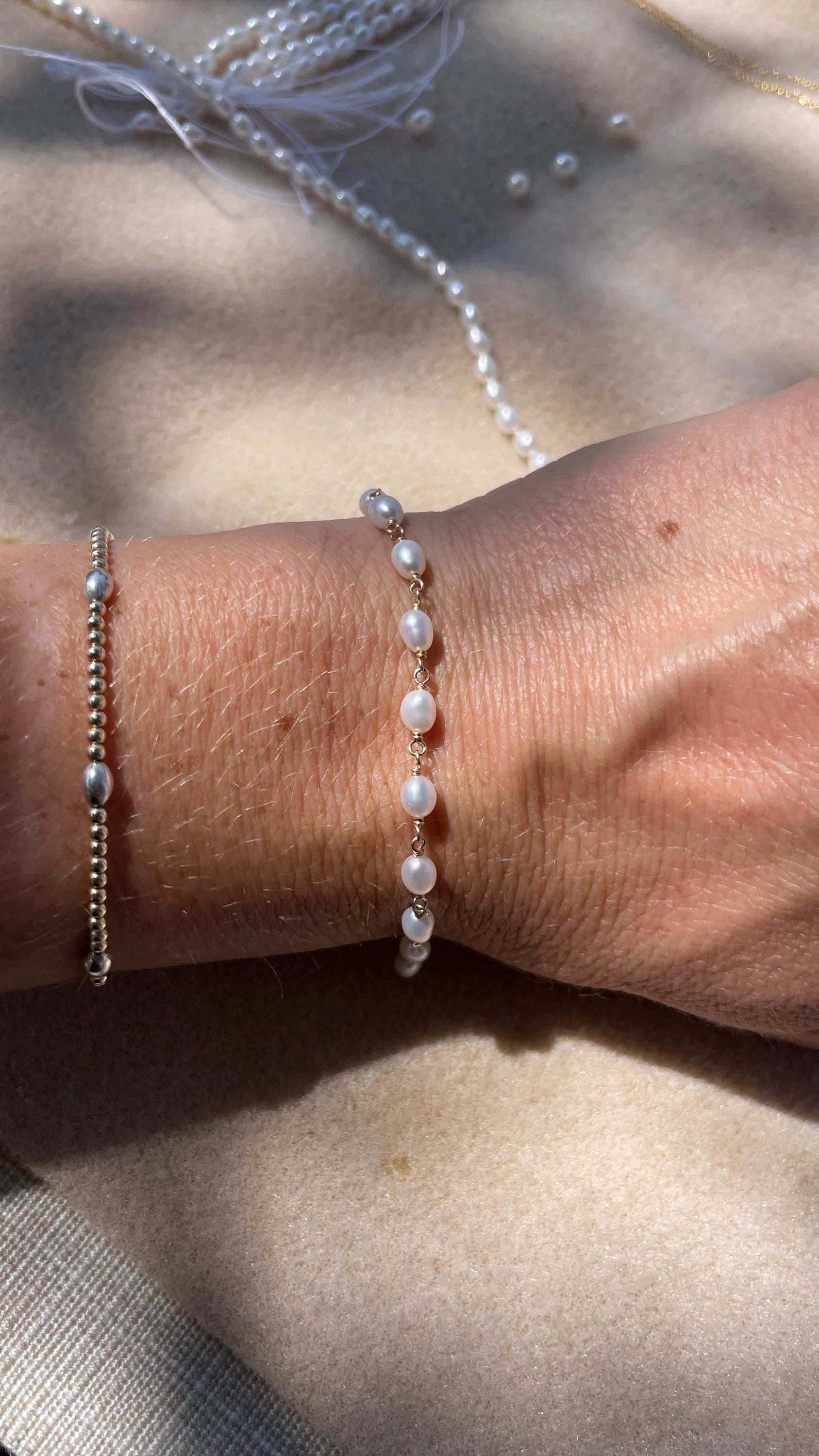 Pearl Bracelet Gem Chain Hannah May Jewelry