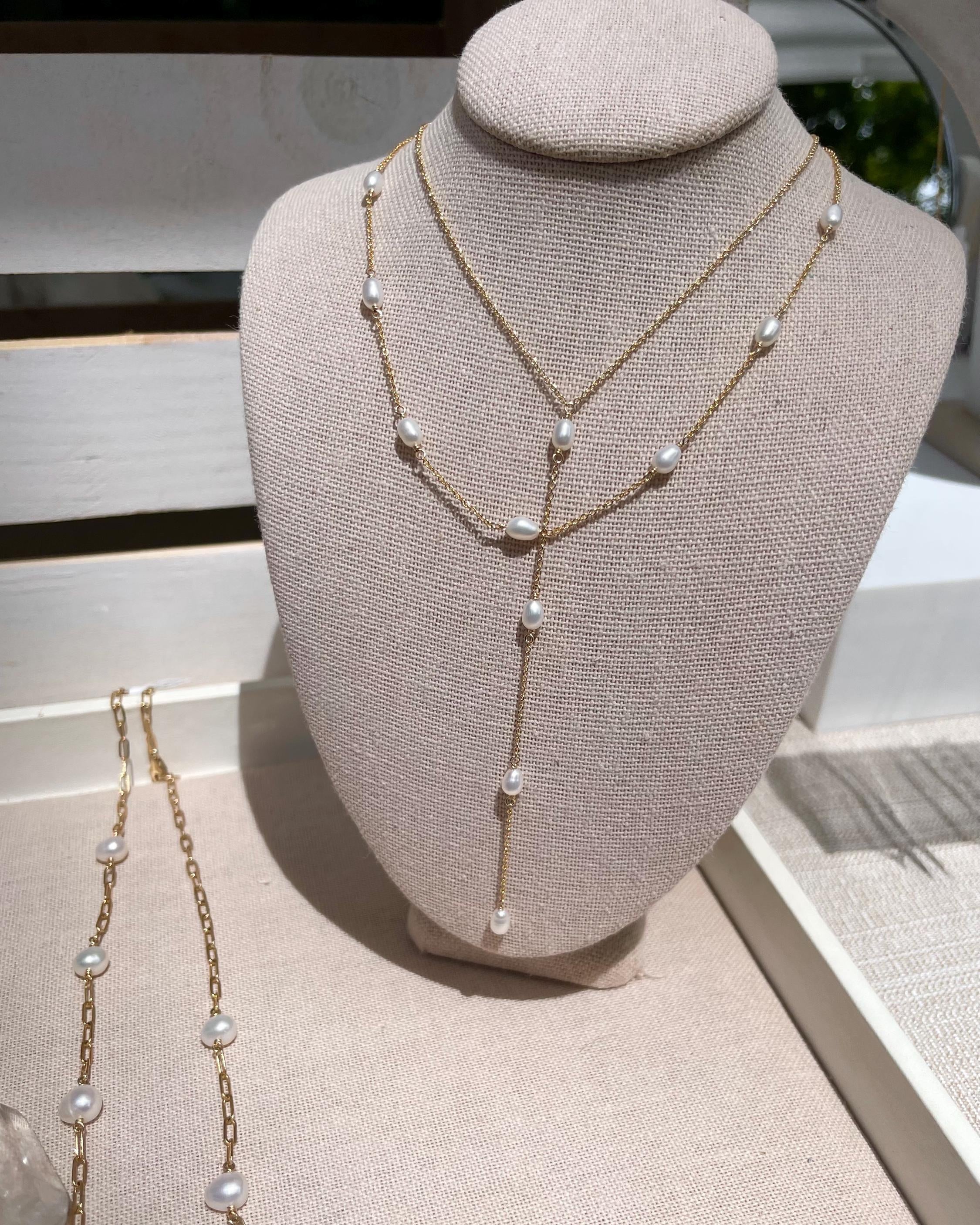Rice Pearl Y-Necklace by Hannah May Jewelry