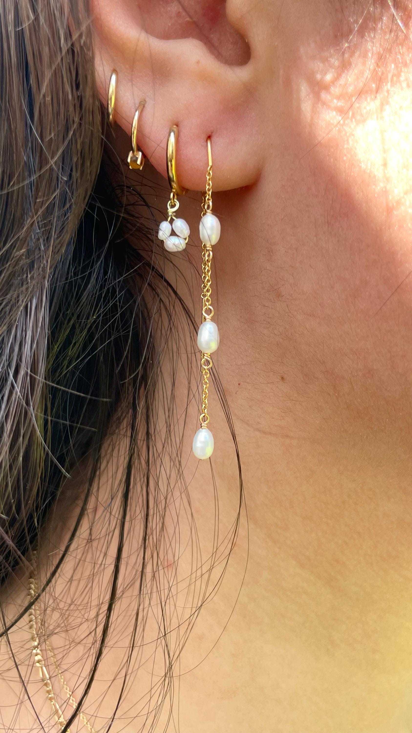 Pearl Threader Earrings Hannah May Jewelry