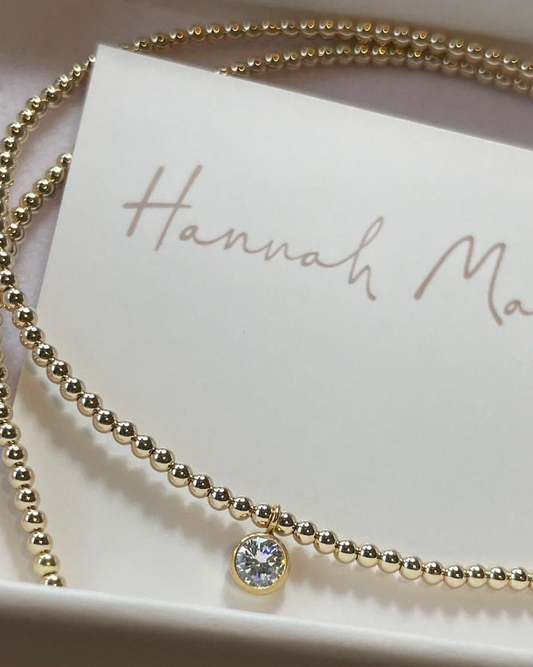 CZ Beaded Gold Necklace by Hannah May Jewelry