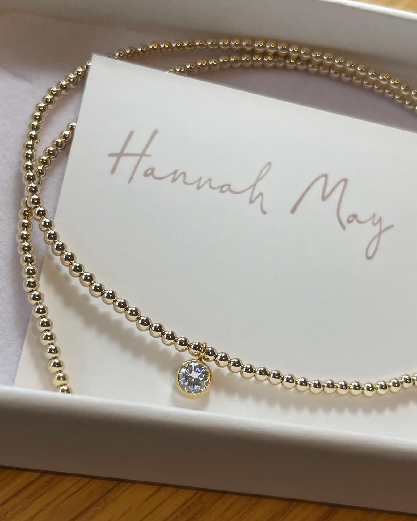 CZ Beaded Gold Necklace by Hannah May Jewelry