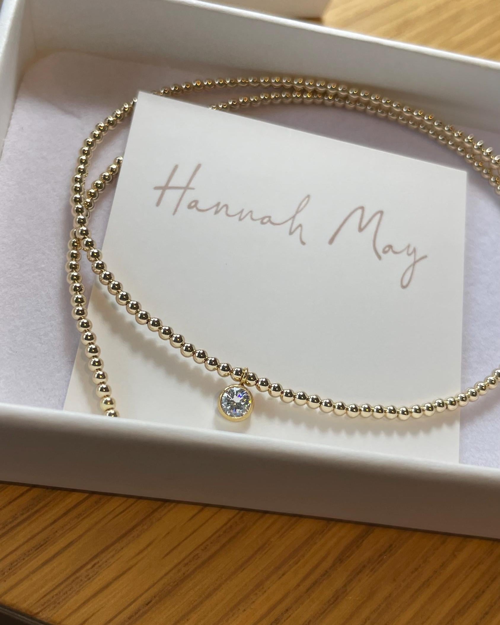 CZ Beaded Gold Necklace, 14k Gold Filled and Sterling Silver Hannah May Jewelry