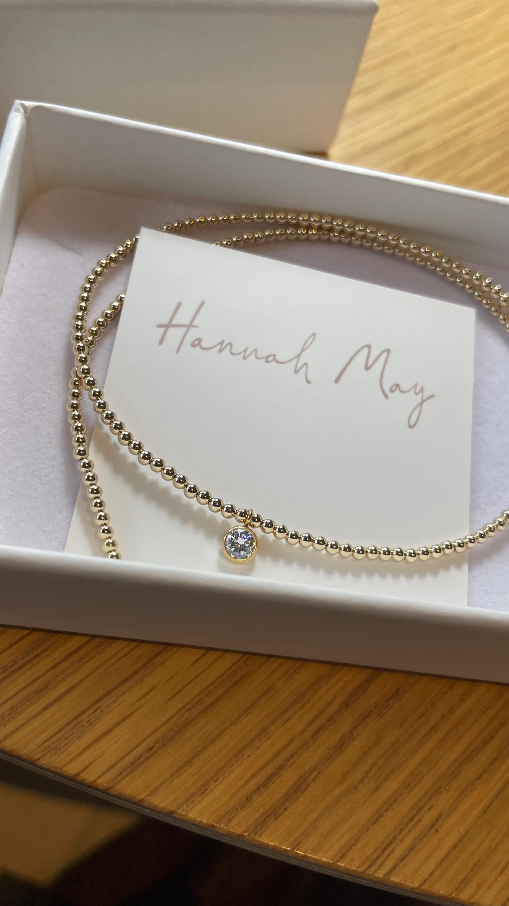 CZ Beaded Gold Necklace, 14k Gold Filled and Sterling Silver Hannah May Jewelry