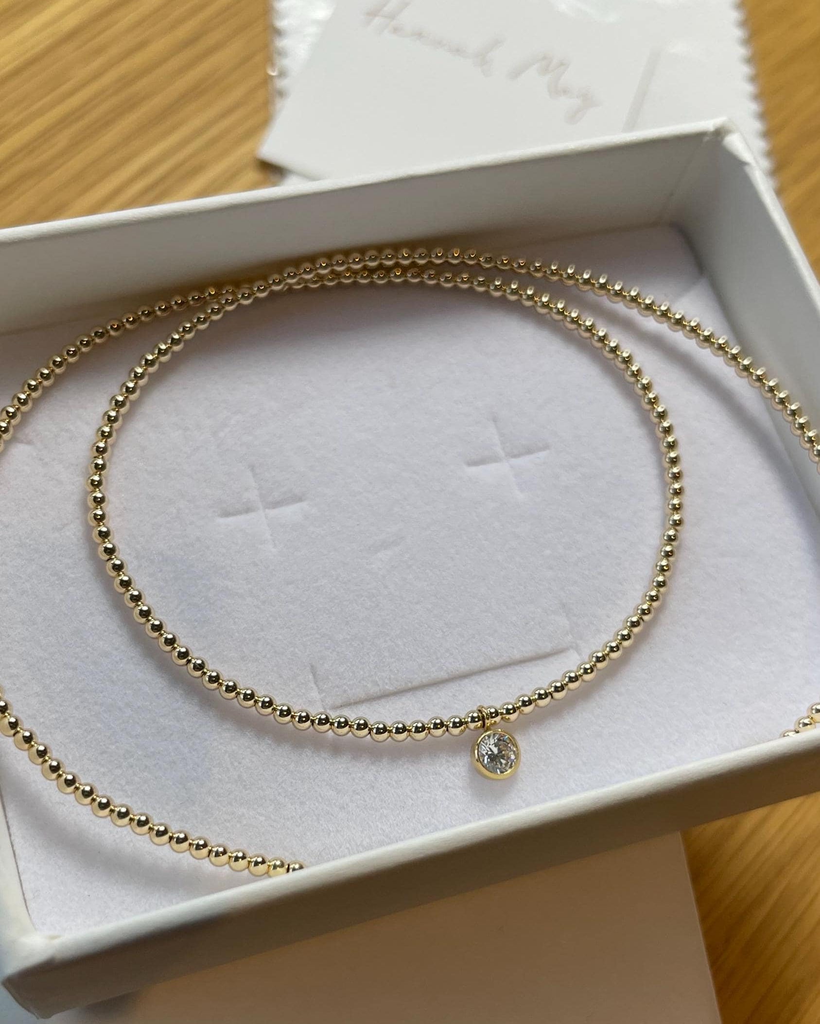 CZ Beaded Gold Necklace by Hannah May Jewelry