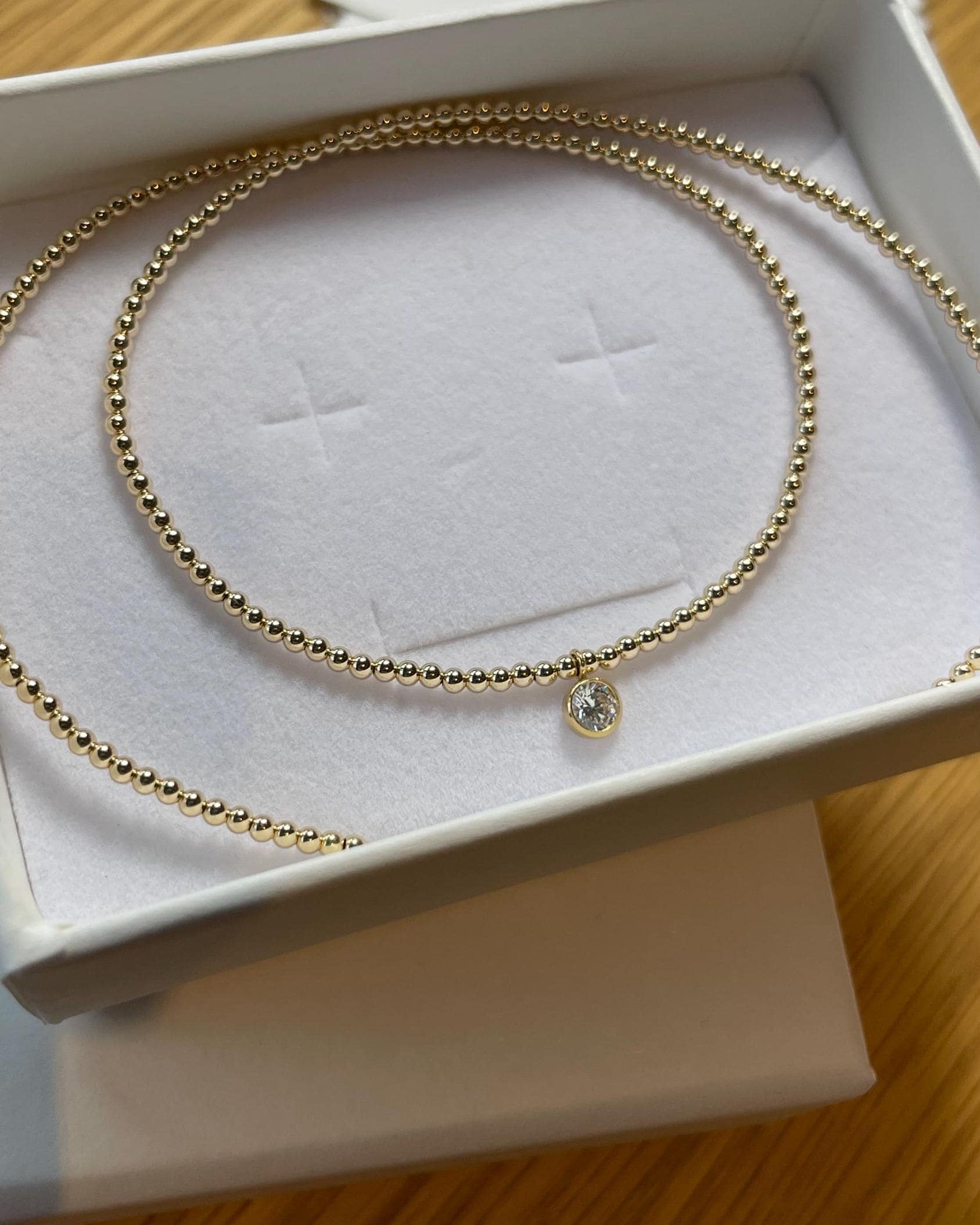 CZ Beaded Gold Necklace, 14k Gold Filled and Sterling Silver Hannah May Jewelry