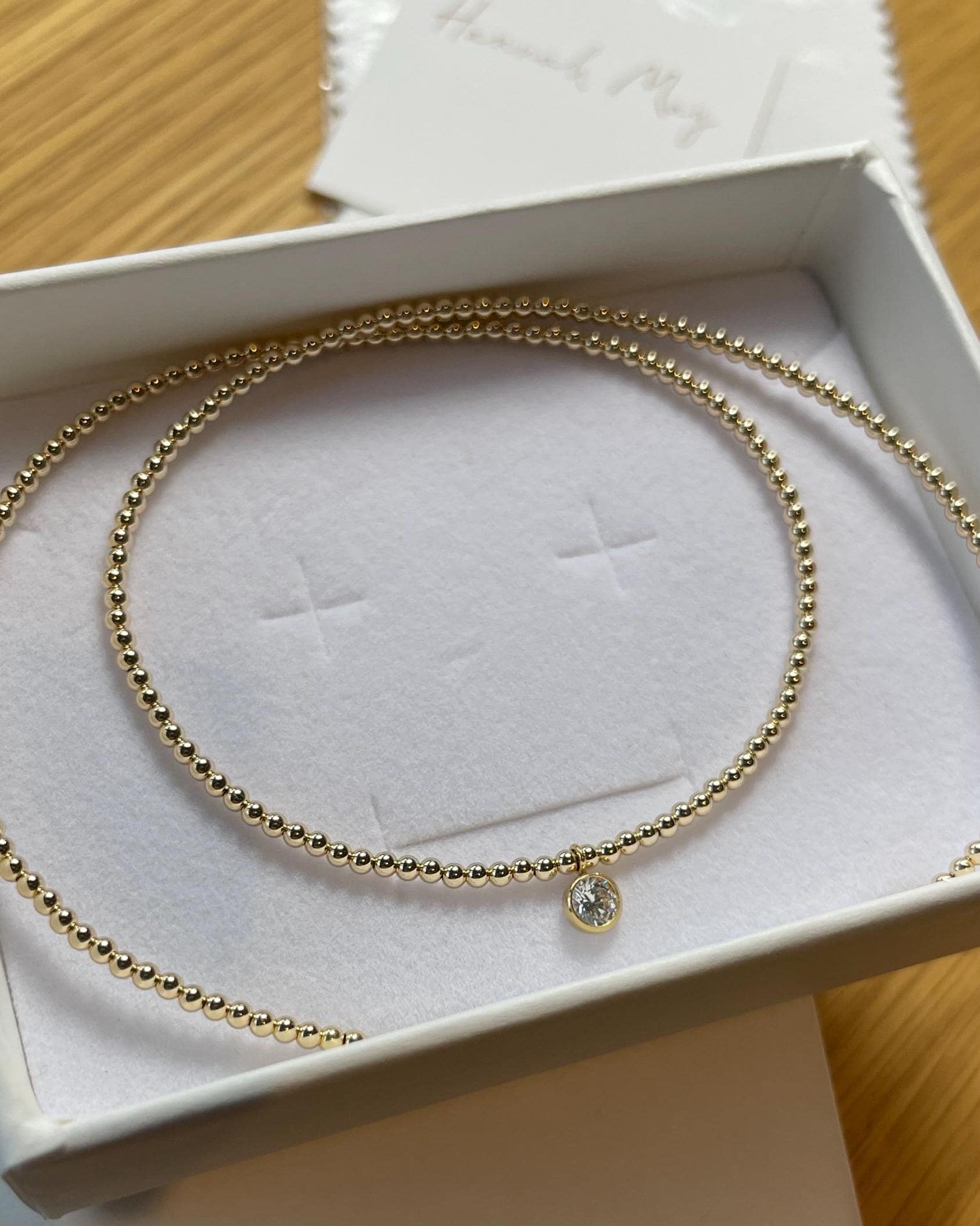CZ Beaded Gold Necklace by Hannah May Jewelry
