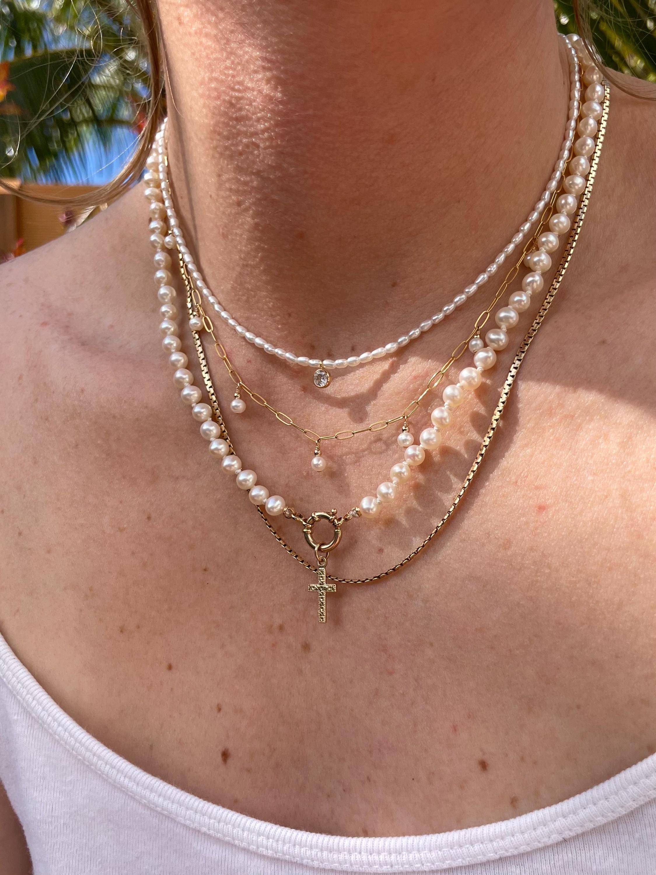 Beaded Gemstone Necklace with CZ Charm Hannah May Jewelry