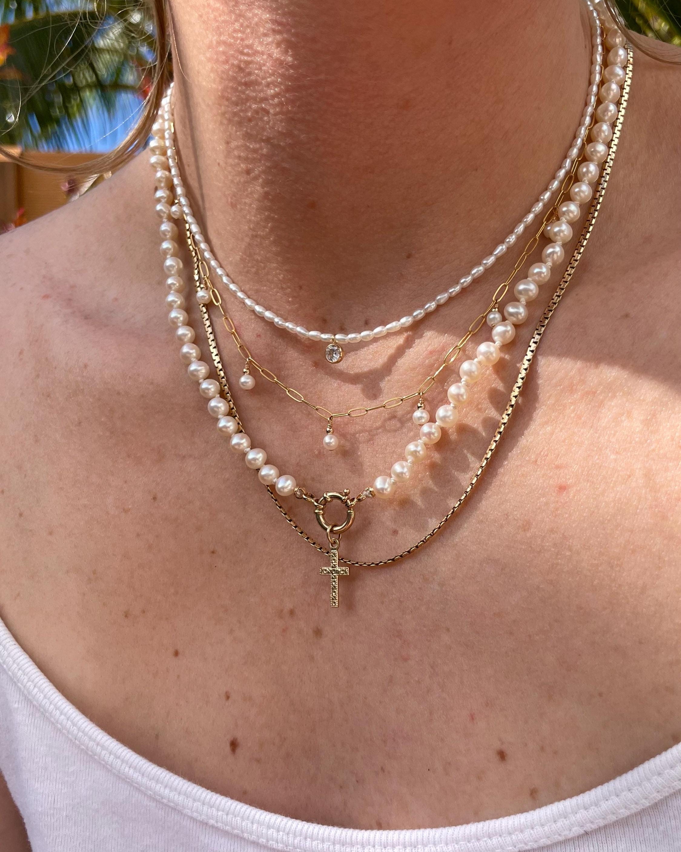 Gemstone Beaded Necklace with CZ Charm by Hannah May Jewelry